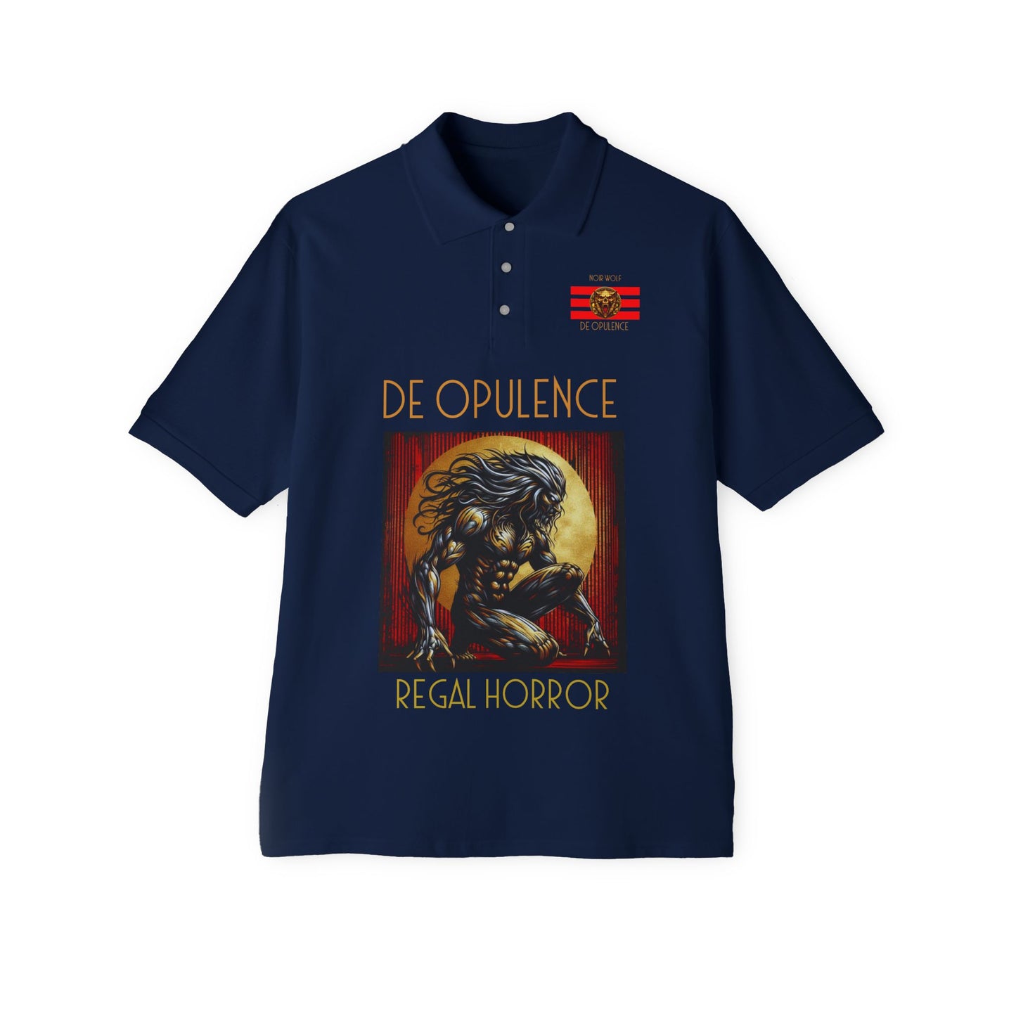 Men's Piqué Polo De Opulence by Noir Wolf the style of grace J. Navy