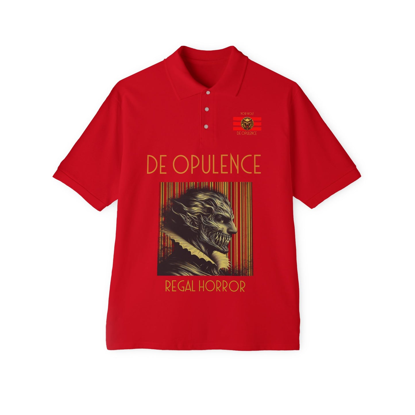 Men's Piqué Polo De Opulence by Noir Wolf the style of grace True Red