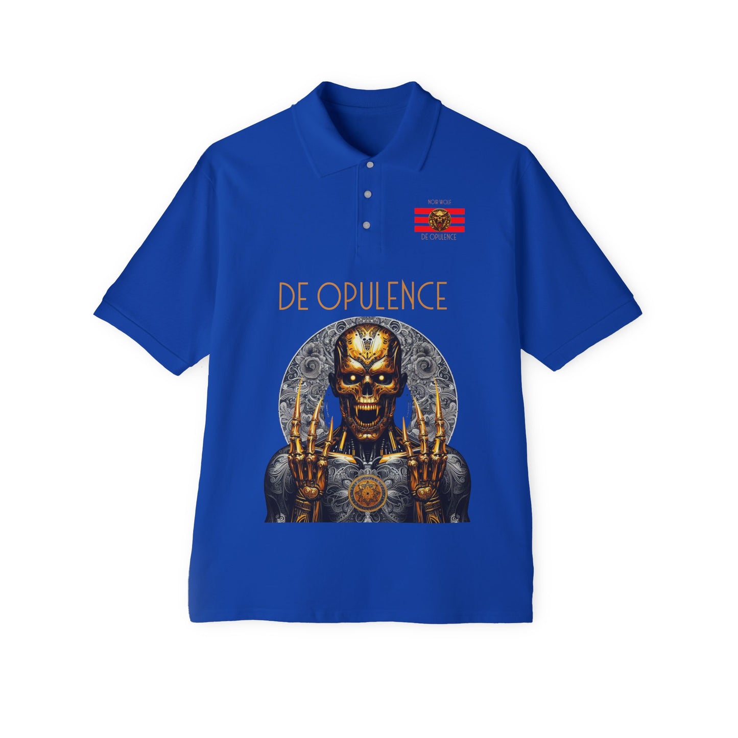 Men's Piqué Polo De Opulence by Noir Wolf the style of grace Royal