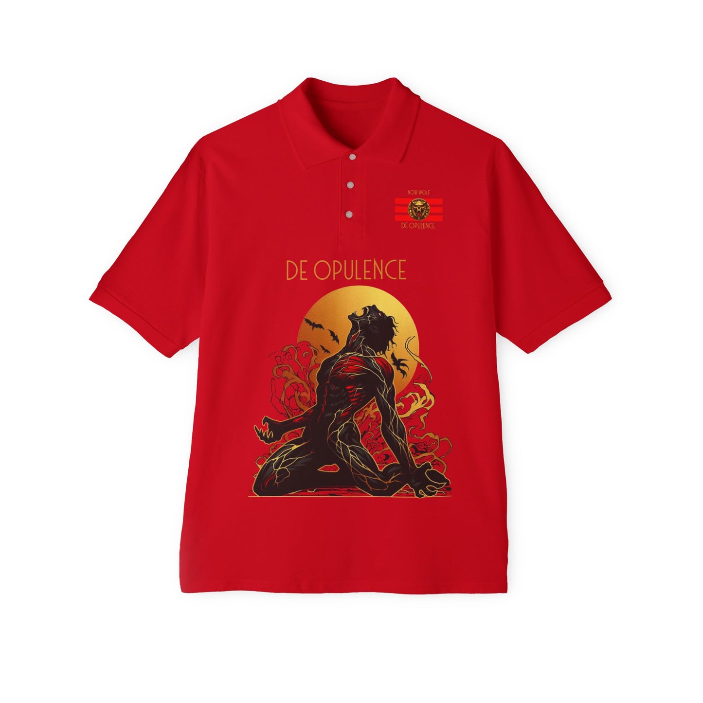 Men's Piqué Polo De Opulence by Noir Wolf True Red