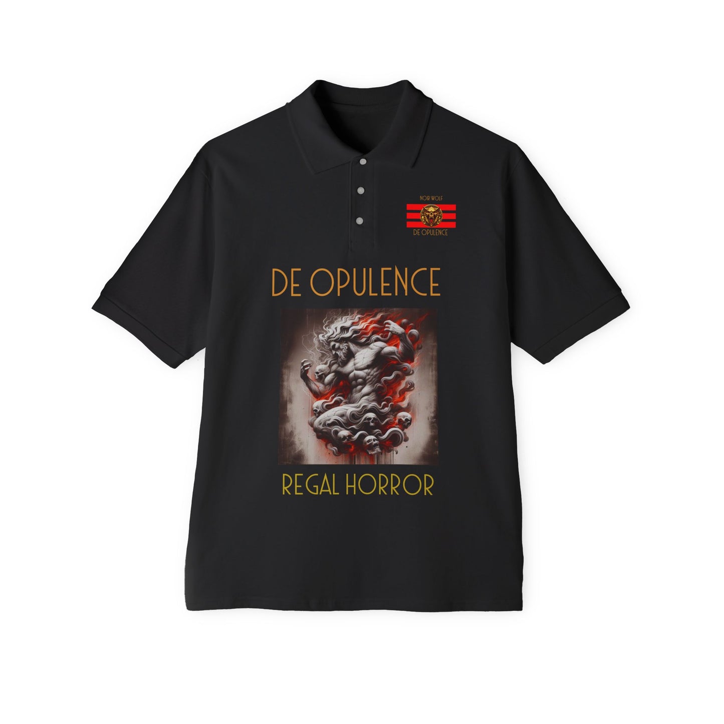 Men's Piqué Polo De Opulence by Noir Wolf the style of grace Black