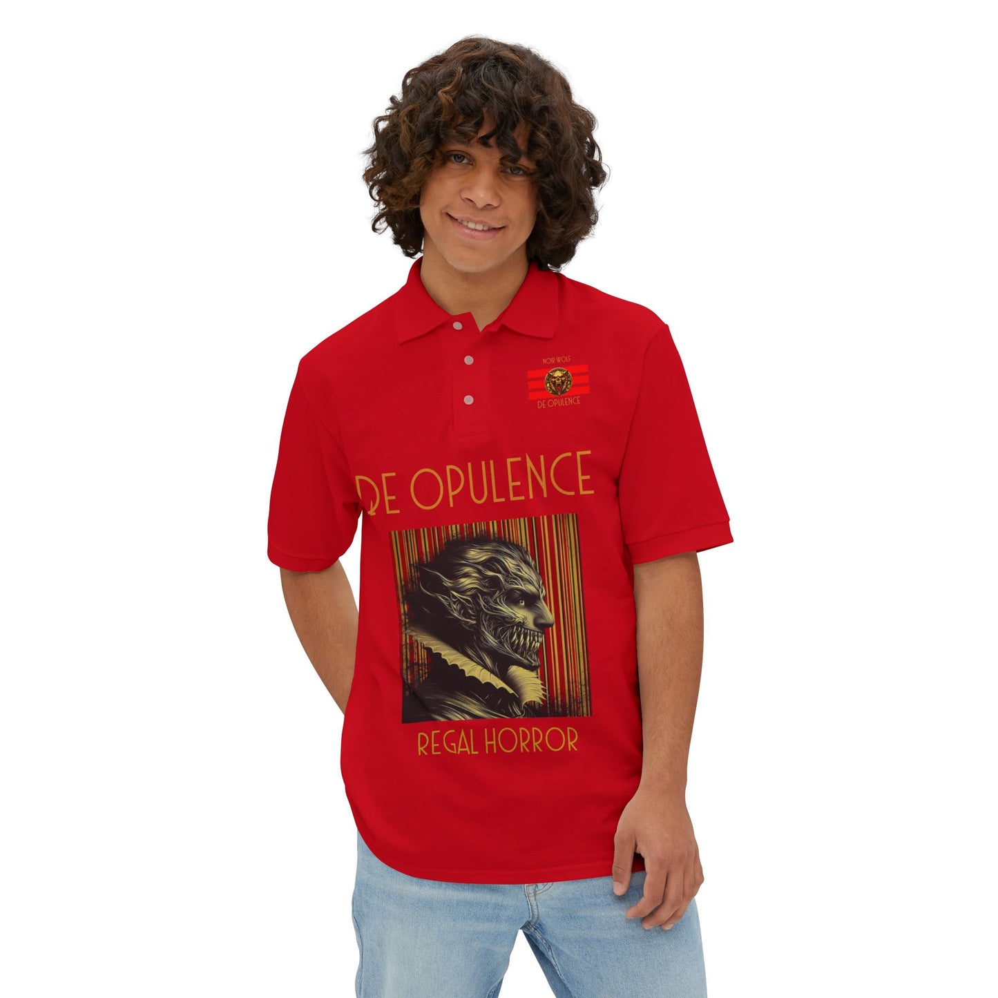Men's Piqué Polo De Opulence by Noir Wolf the style of grace