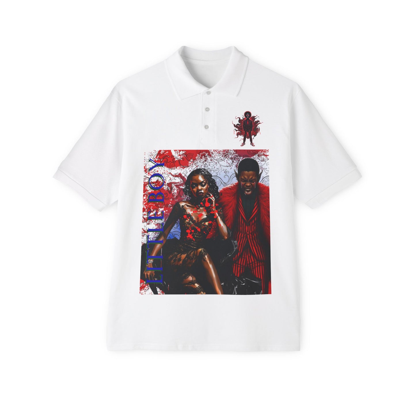 Men's Piqué Polo NOIR WOLF LITTLE BOY