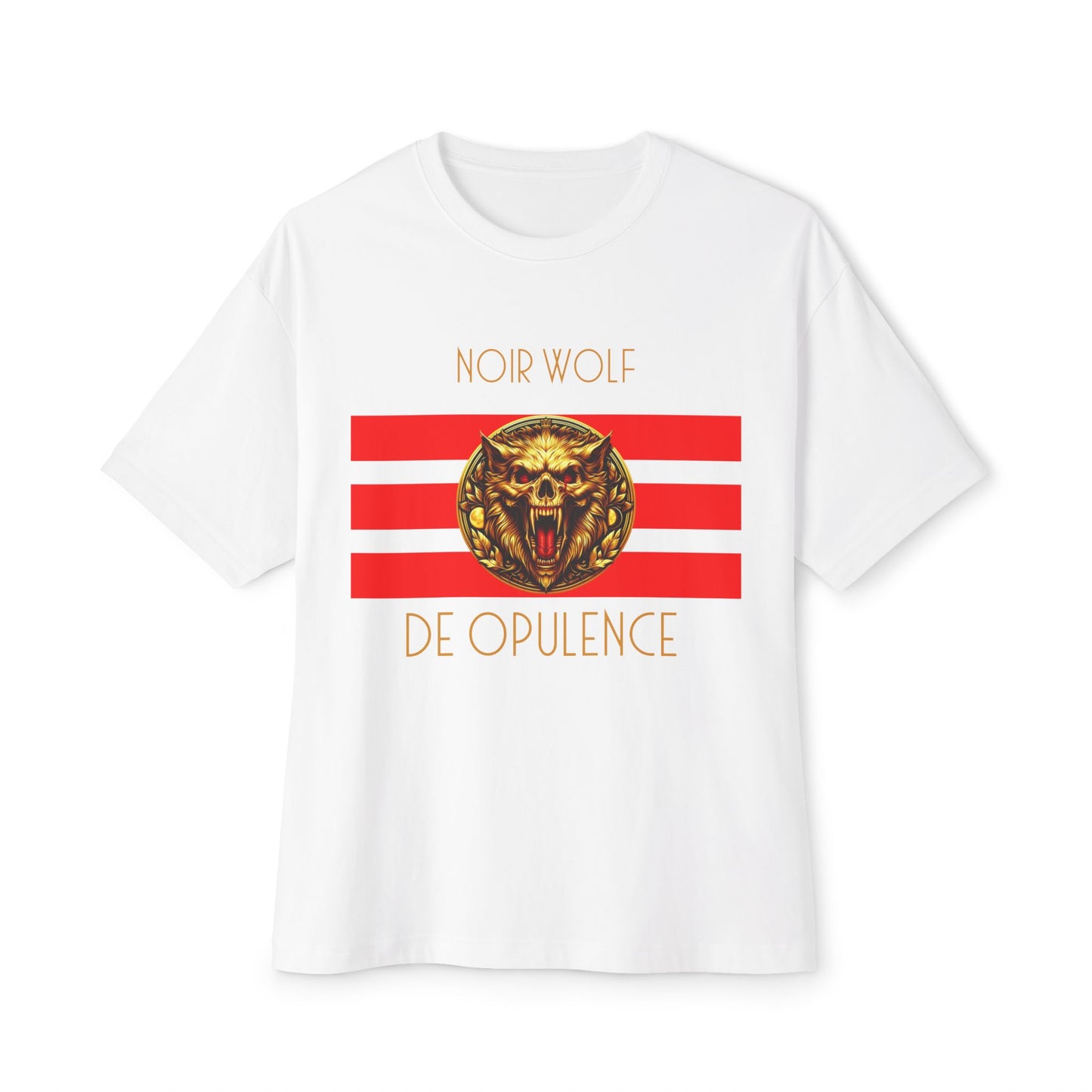 Unisex Oversized Boxy Tee De Opulence by Noir Wolf White