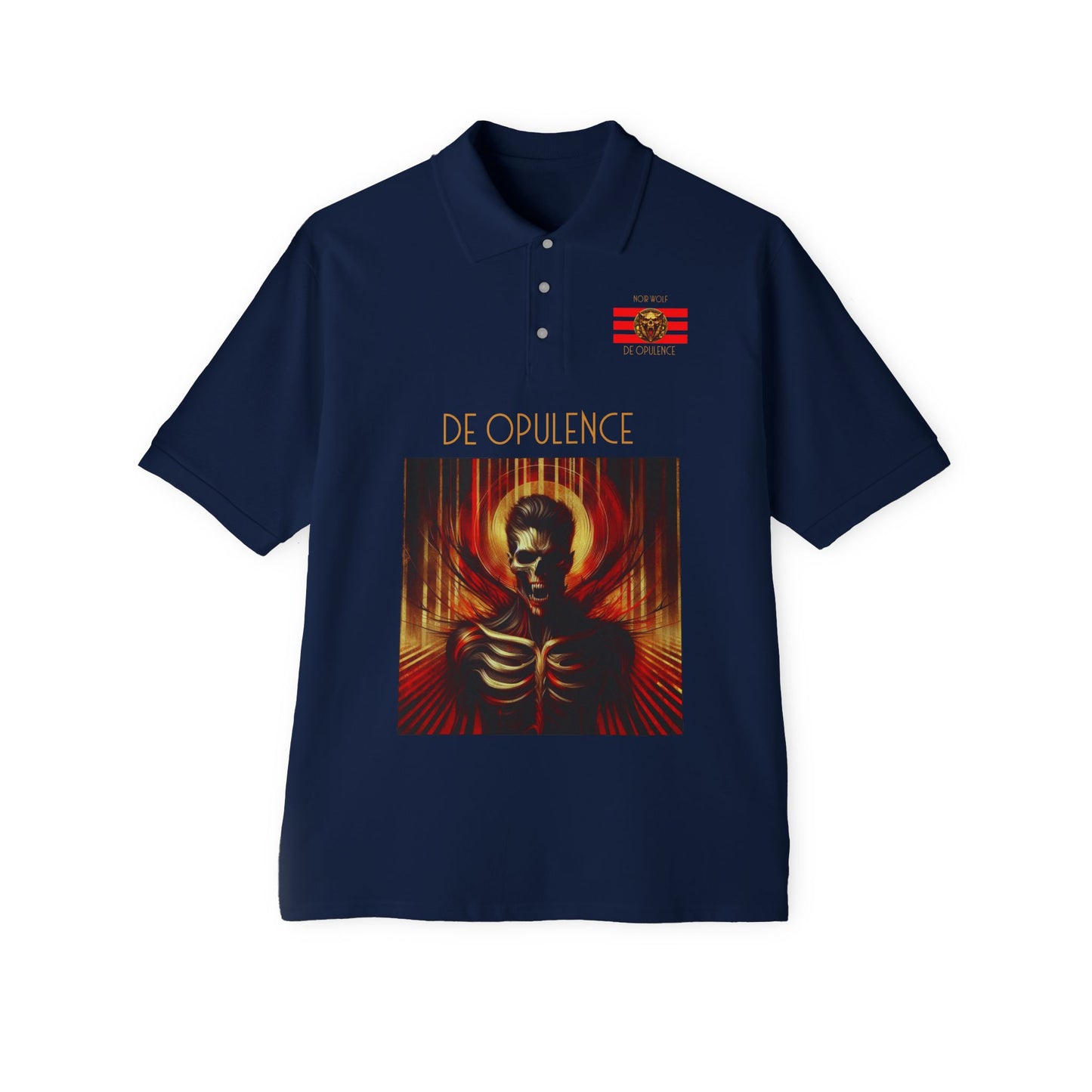 Polo Shirt - De Opulence by Noir Wolf Regal Horrors Platinum Shock J. Navy