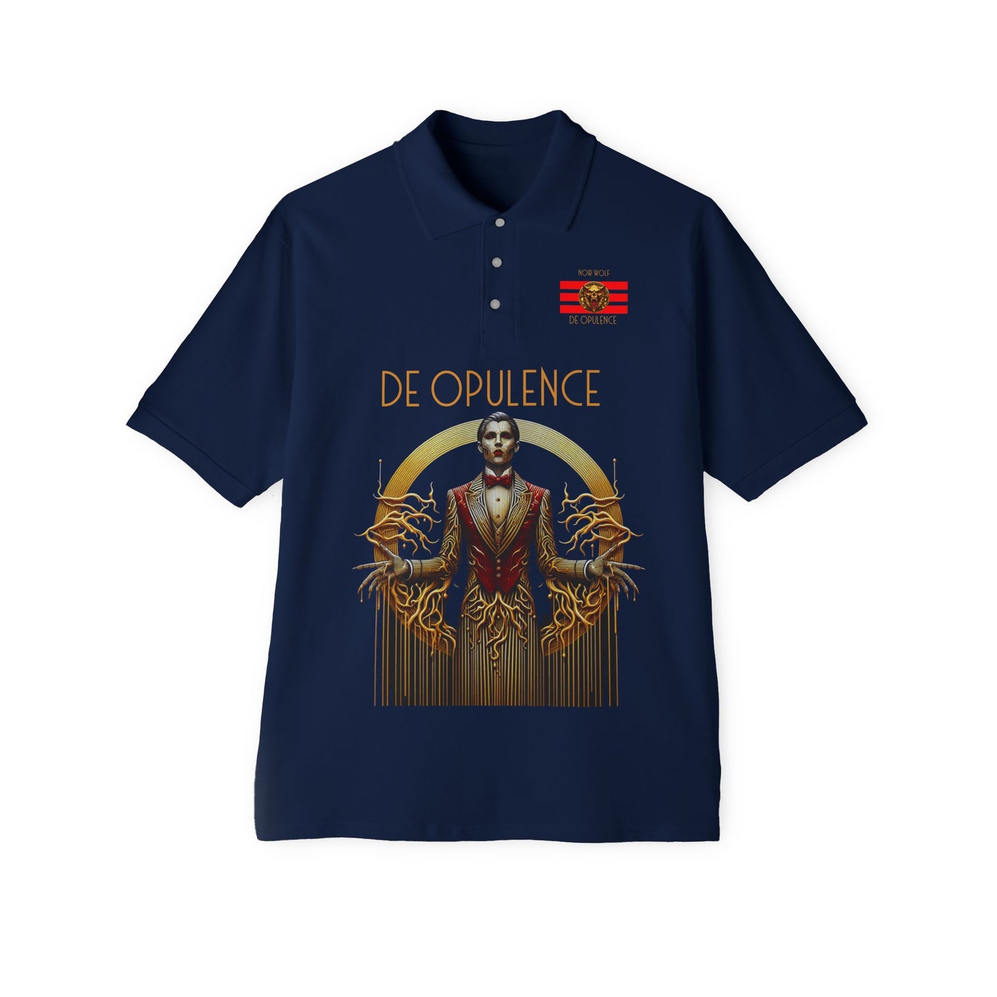 Men's Piqué Polo De Opulence by Noir Wolf the style of grace J. Navy