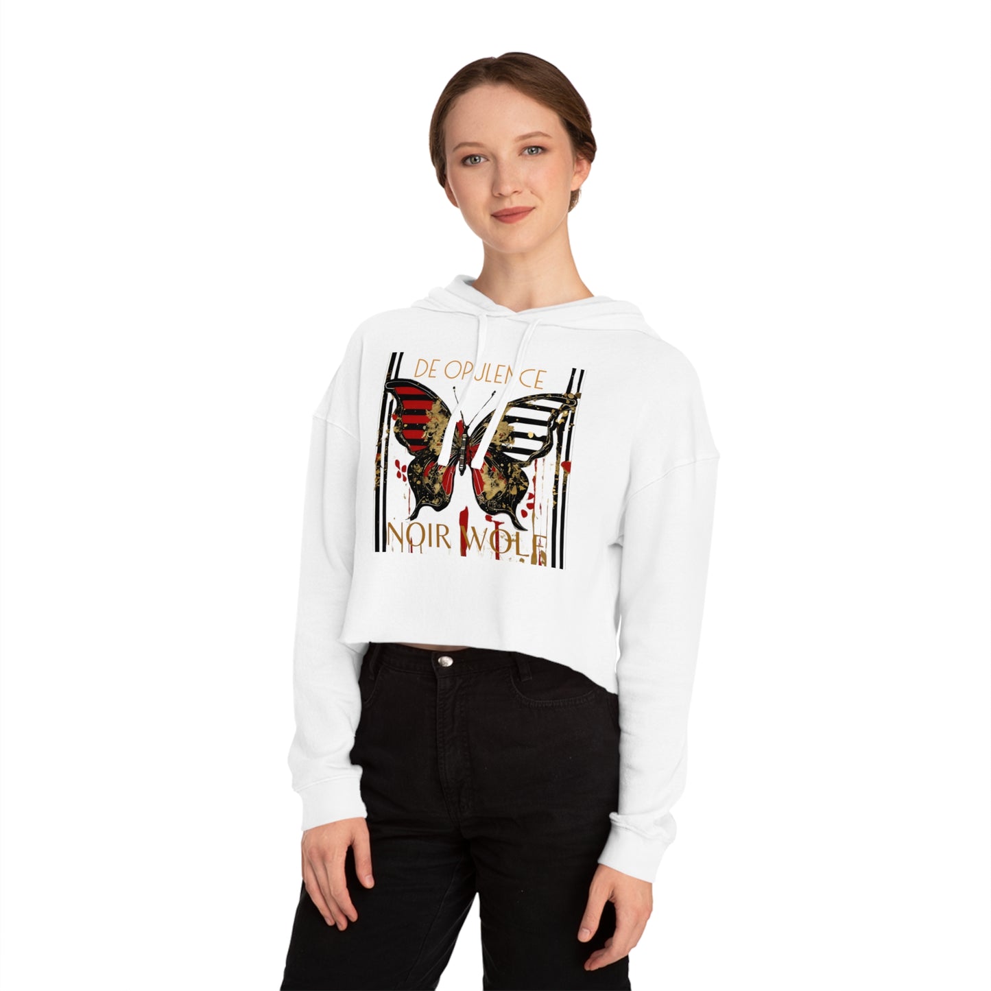 Women’s Cropped Hooded Sweatshirt De Opulence by Noir Wolf