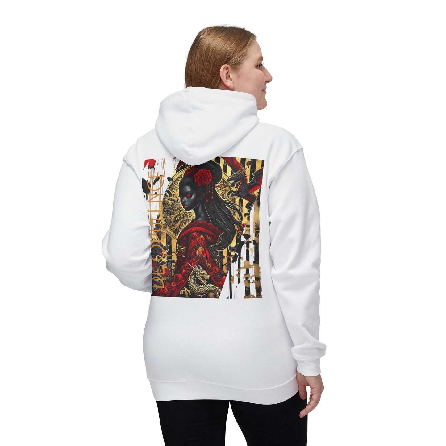 Unisex Hooded Sweatshirt, Made in US Noir Wolf De Opulence