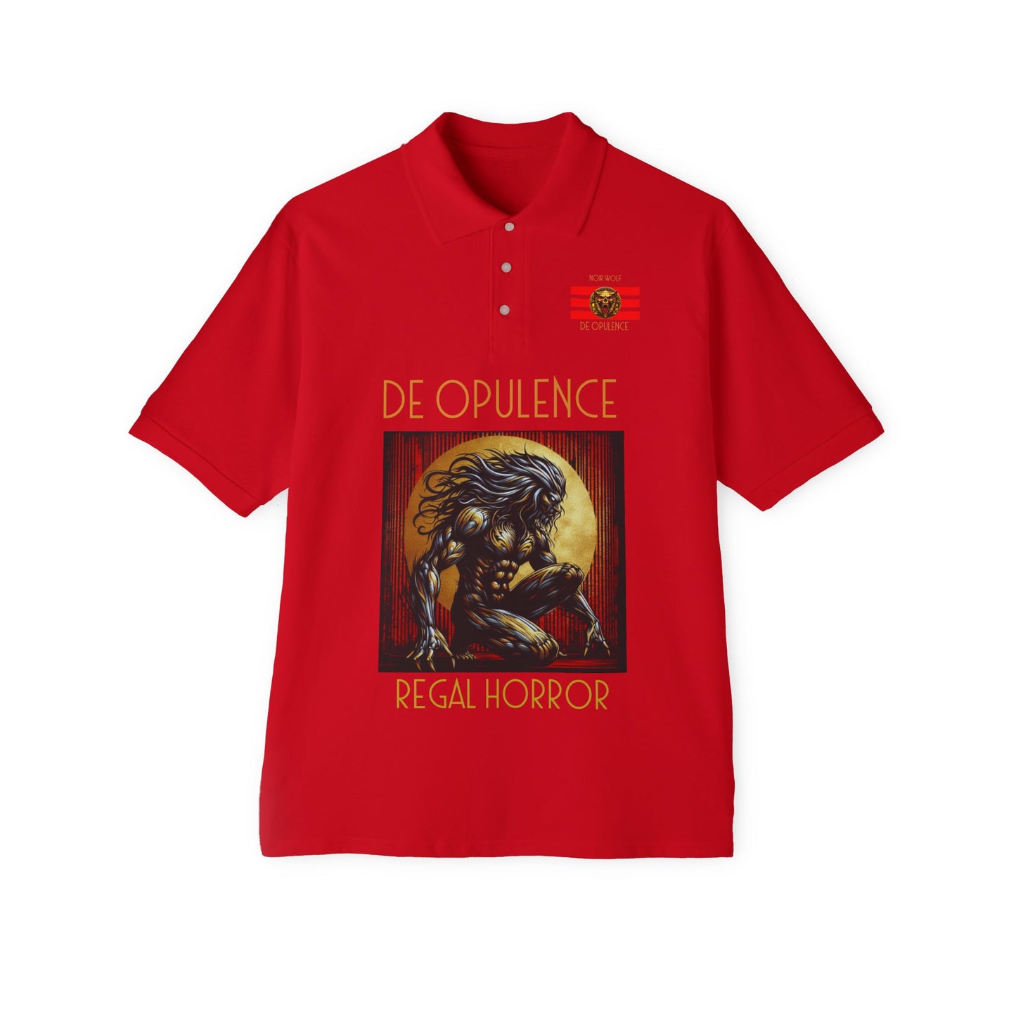Men's Piqué Polo De Opulence by Noir Wolf the style of grace True Red