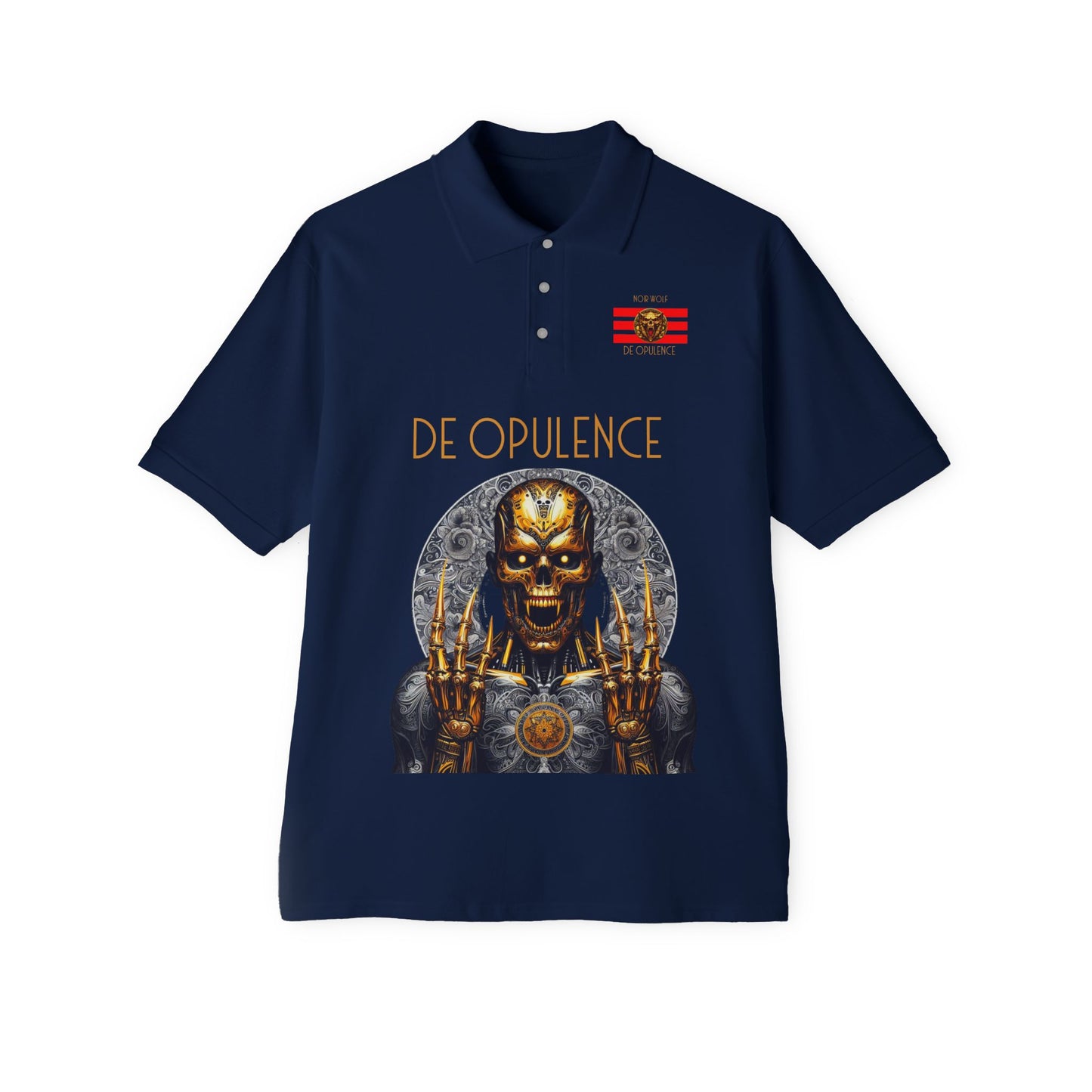 Men's Piqué Polo De Opulence by Noir Wolf the style of grace J. Navy