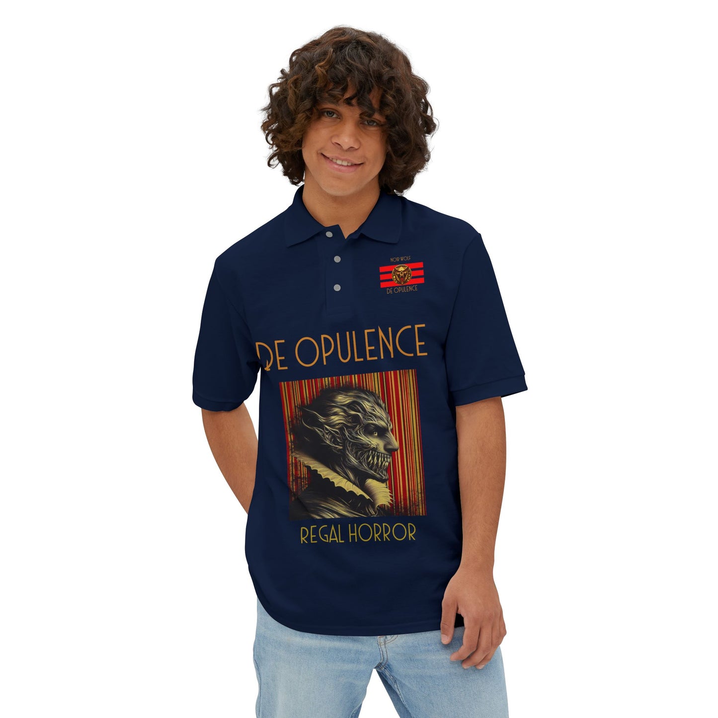 Men's Piqué Polo De Opulence by Noir Wolf the style of grace