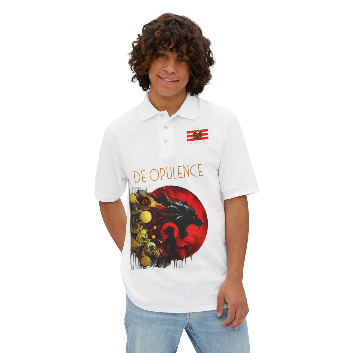Men's Piqué Polo De Opulence by Noir Wolf the style of grace