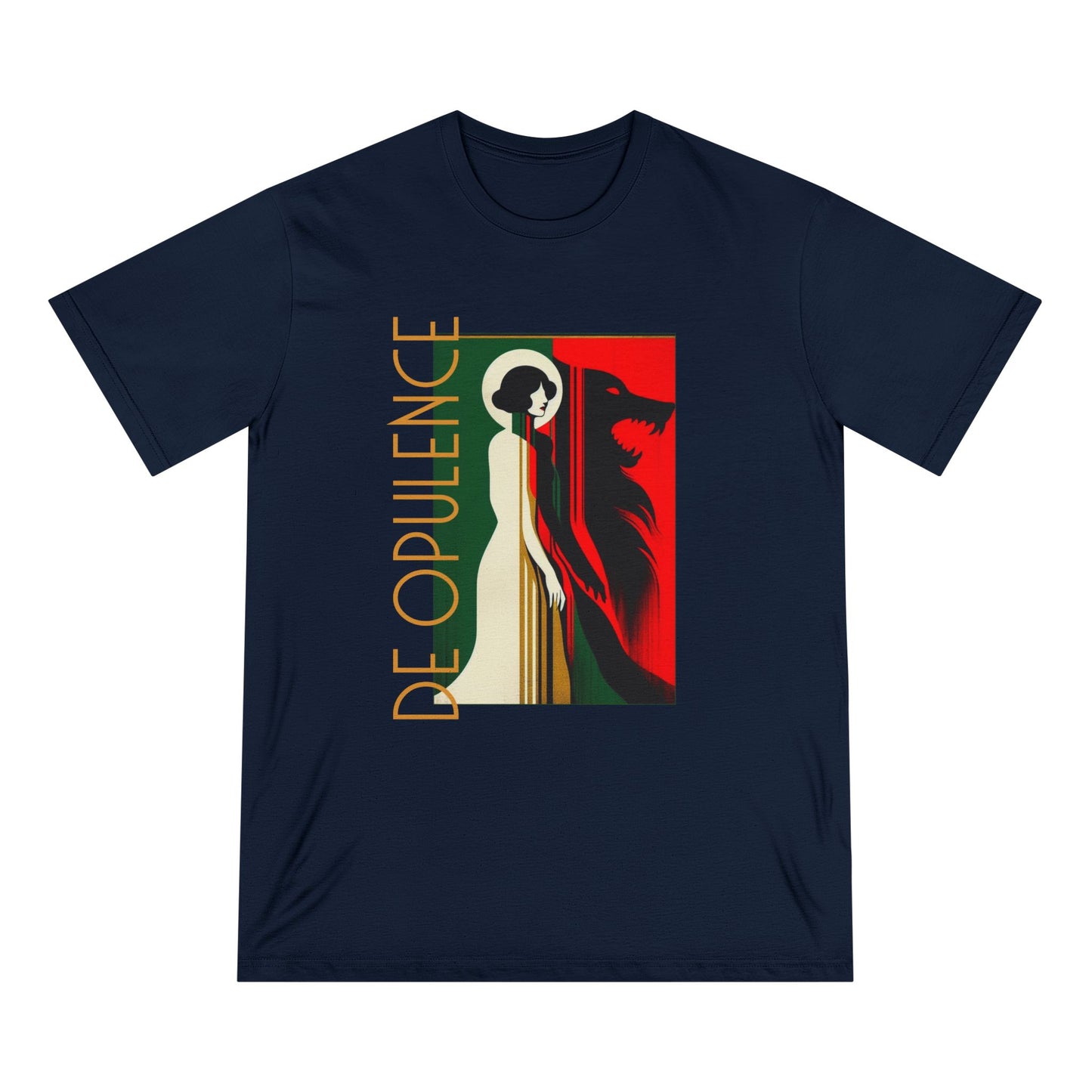 Vintage-Style Organic T-Shirt - 'De Opulence' & 'Noir Wolf' Design