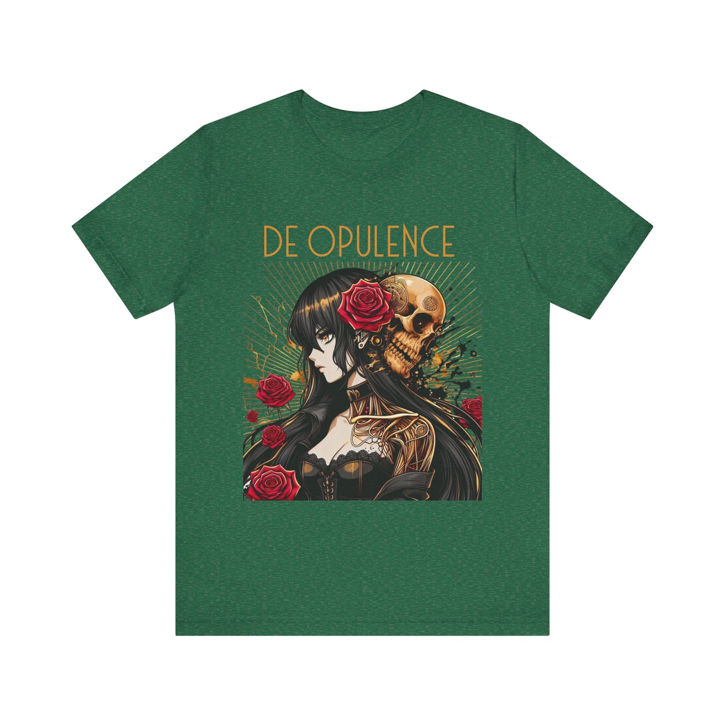 Unisex Jersey Short Sleeve Tee De Opulence by Noir Wolf Heather Grass Green
