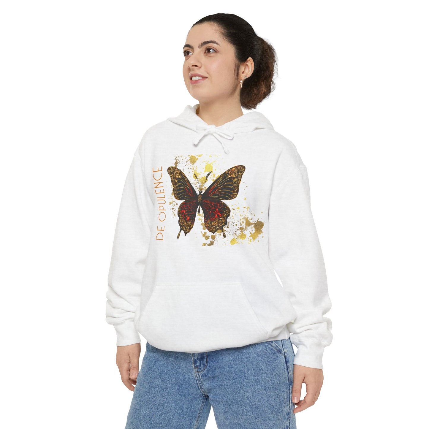 Butterfly and Wolf Unisex Garment-Dyed Hoodie - Artistic Vibes for flamboyant Lovers