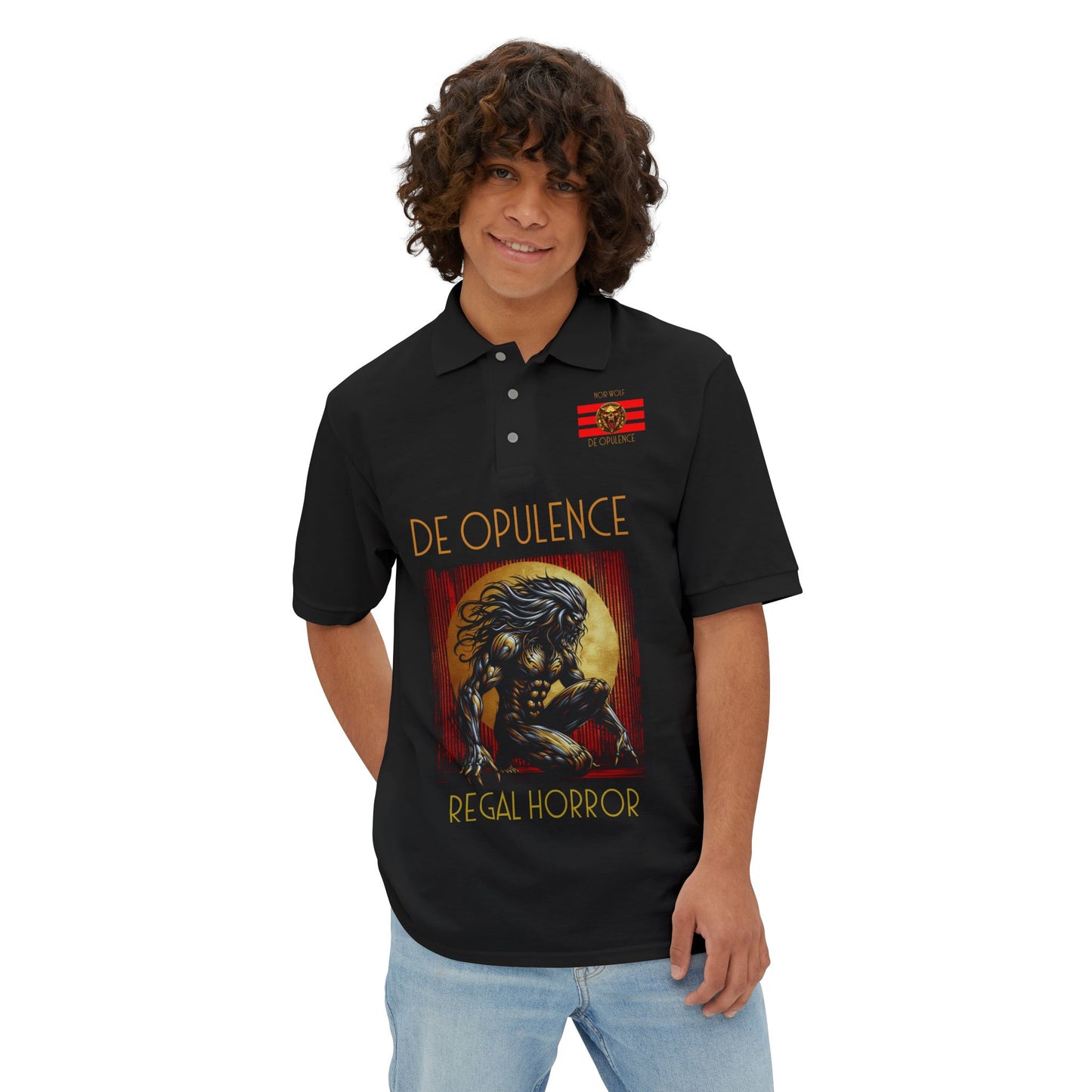 Men's Piqué Polo De Opulence by Noir Wolf the style of grace