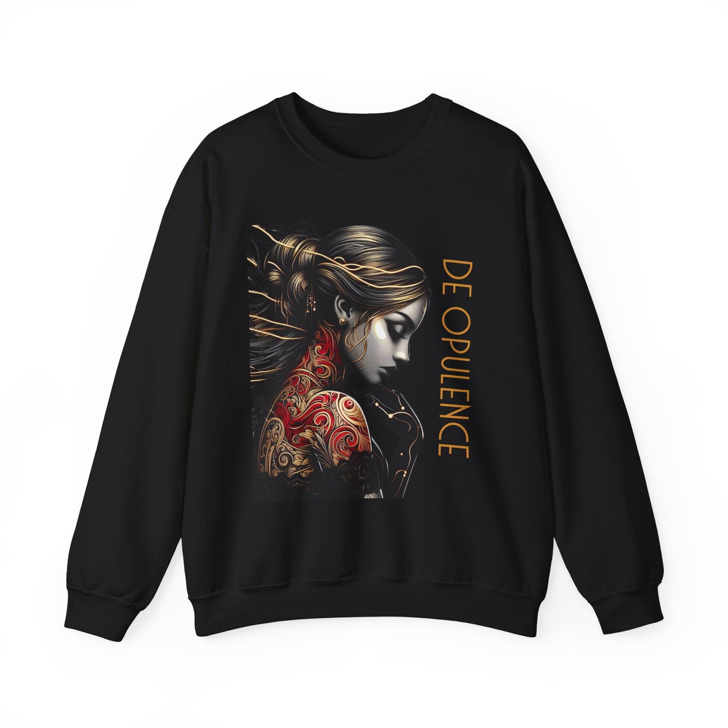 Unisex Heavy Blend™ Crewneck Sweatshirt De Opulence by Noir Wolf Black