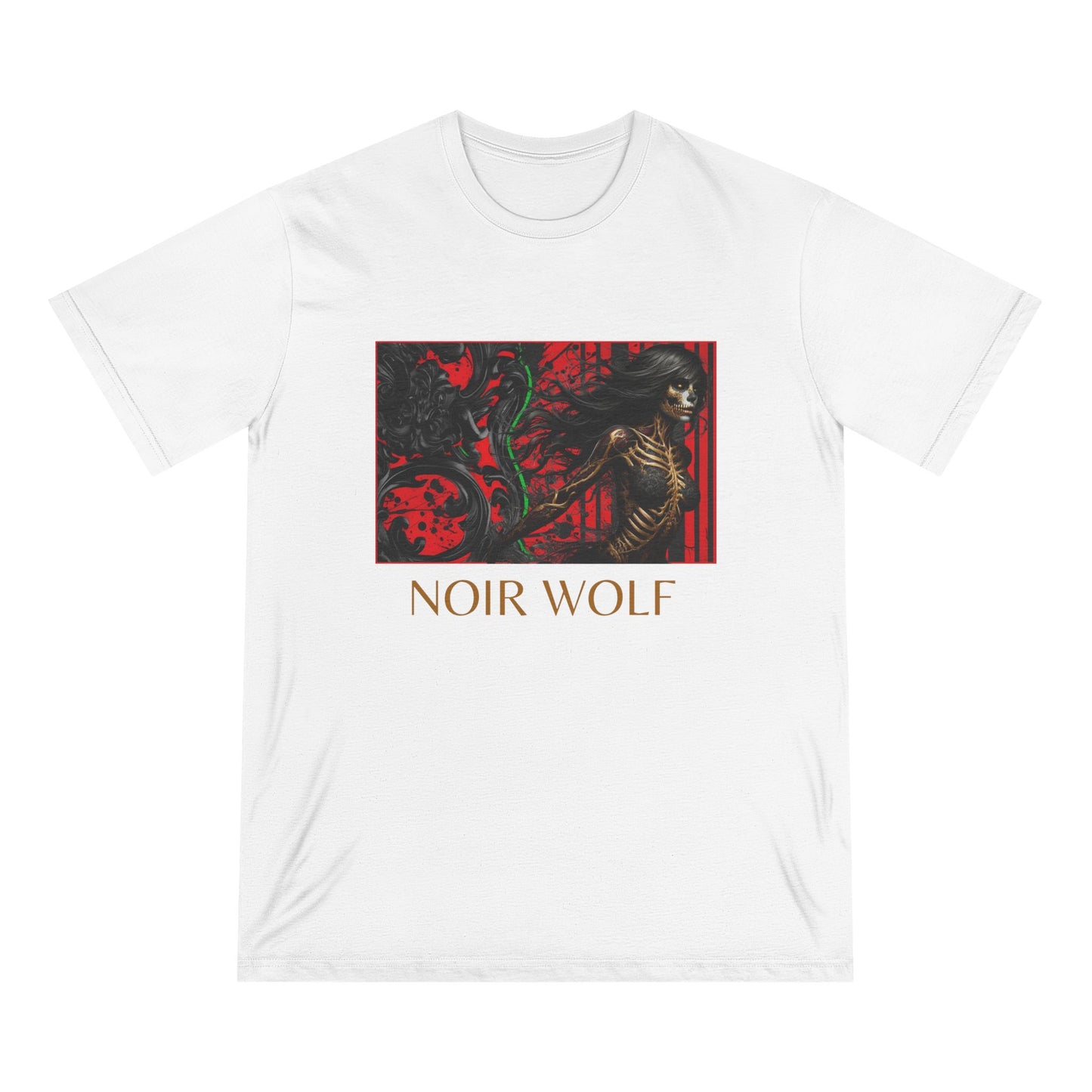 Noir Wolf & Opulent Design Organic T-Shirt | Bold Graphic Tee for Art Lovers