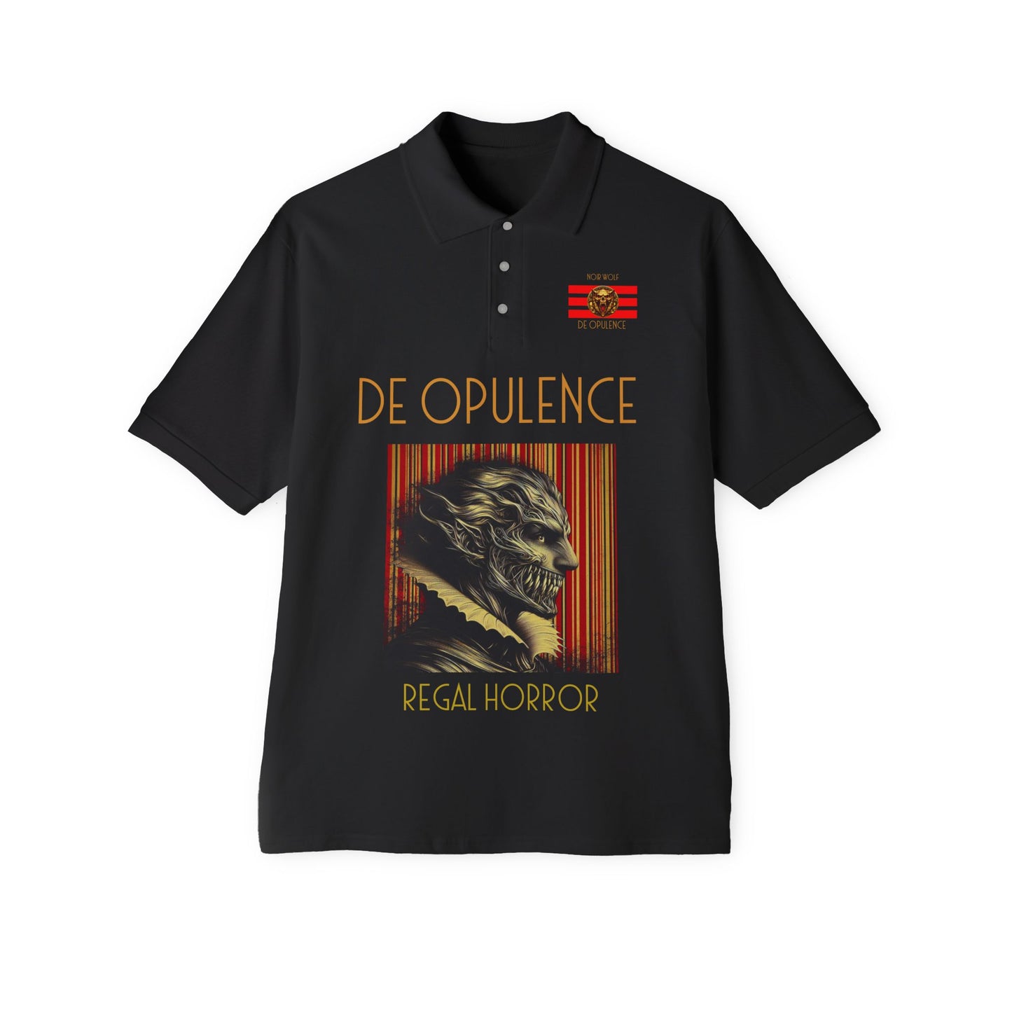 Men's Piqué Polo De Opulence by Noir Wolf the style of grace Black