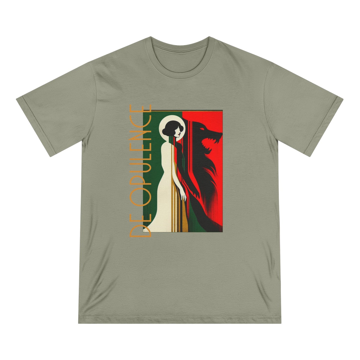 Vintage-Style Organic T-Shirt - 'De Opulence' & 'Noir Wolf' Design