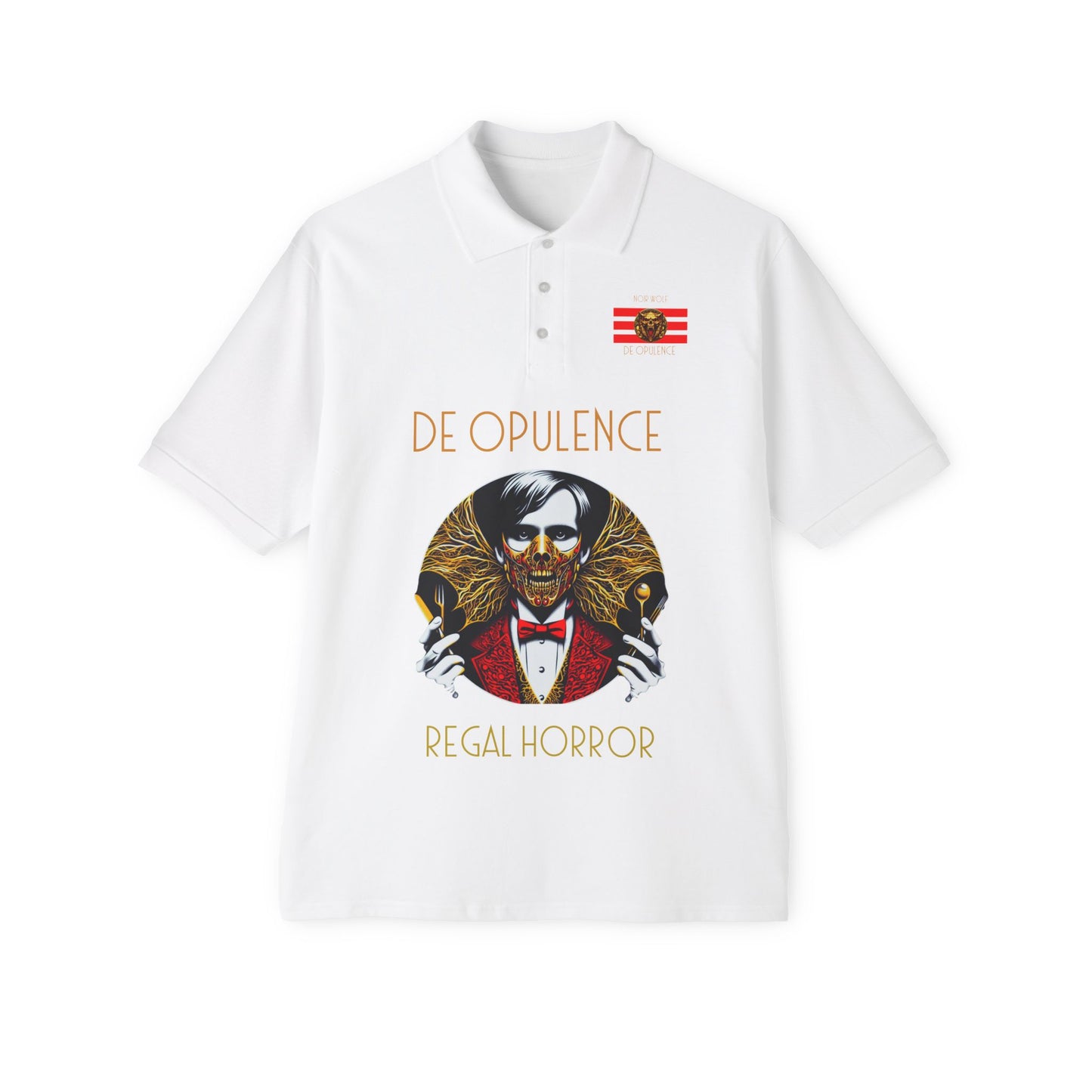 Men's Piqué Polo De Opulence by Noir Wolf the style of grace White