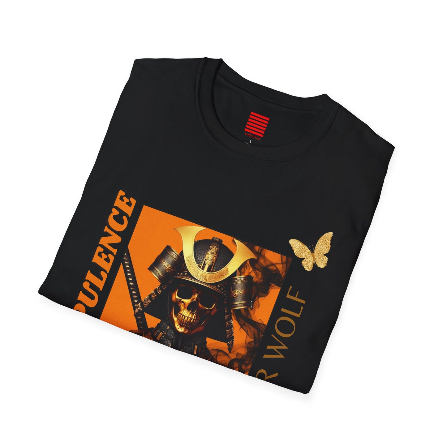 Edgy Graphic Tee: Noir Wolf Samurai & Dragon, Unisex Softstyle T-Shirt, Streetwear, Anime Fashion, Gift for Him/Her