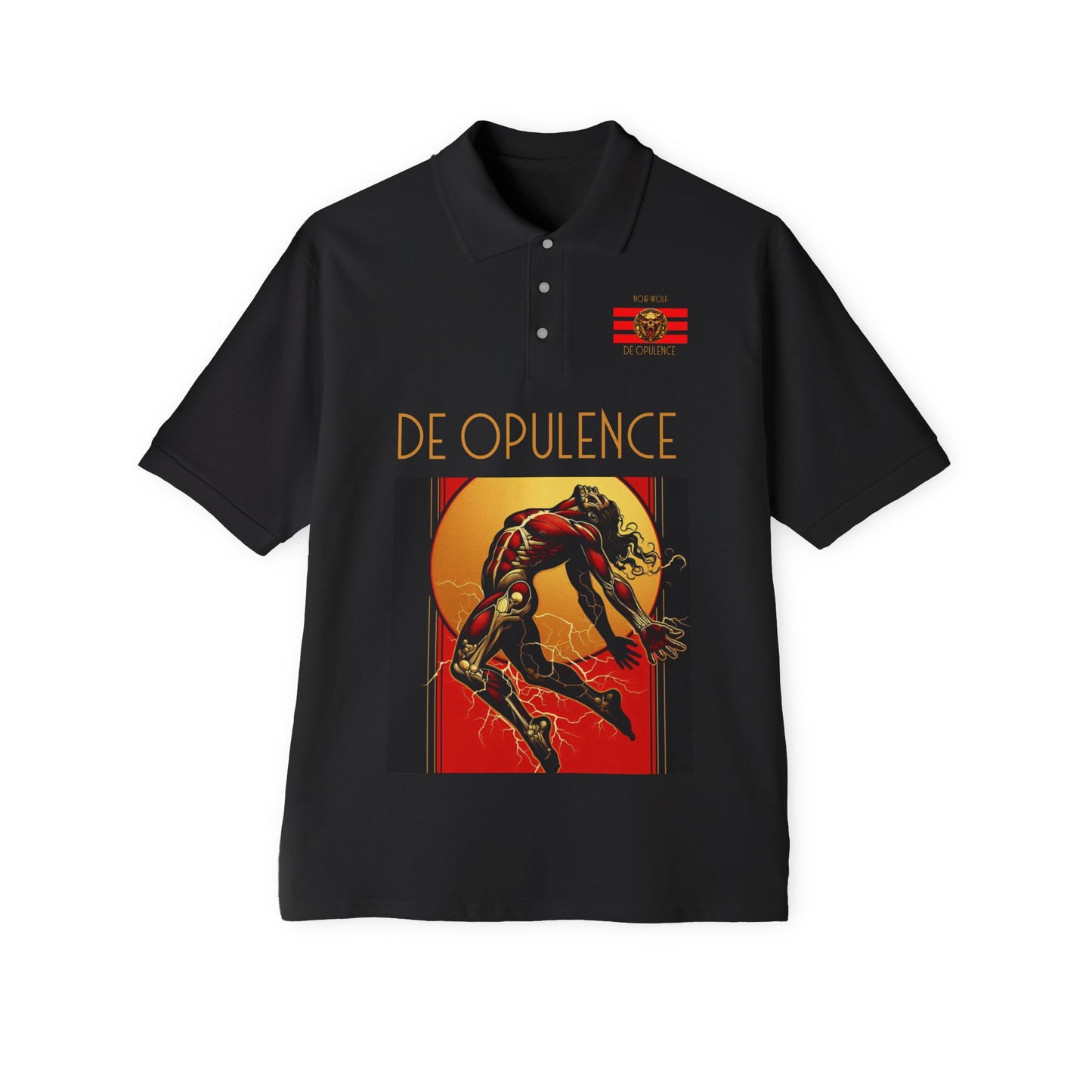 Men's Piqué Polo De Opulence by Noir Wolf Black