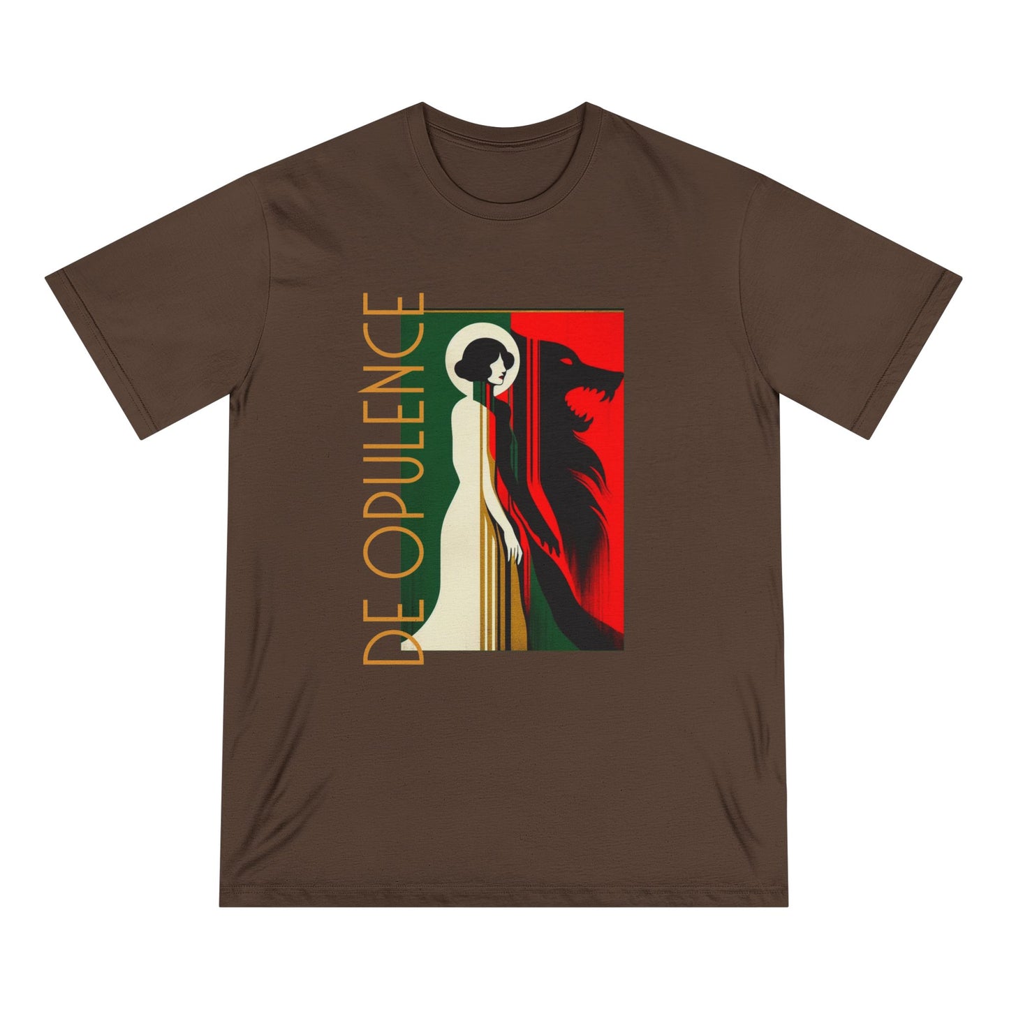 Vintage-Style Organic T-Shirt - 'De Opulence' & 'Noir Wolf' Design
