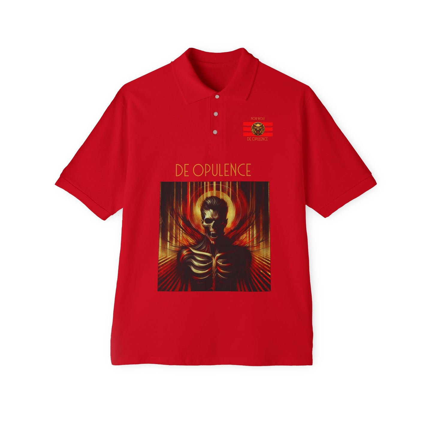 Polo Shirt - De Opulence by Noir Wolf Regal Horrors Platinum Shock True Red