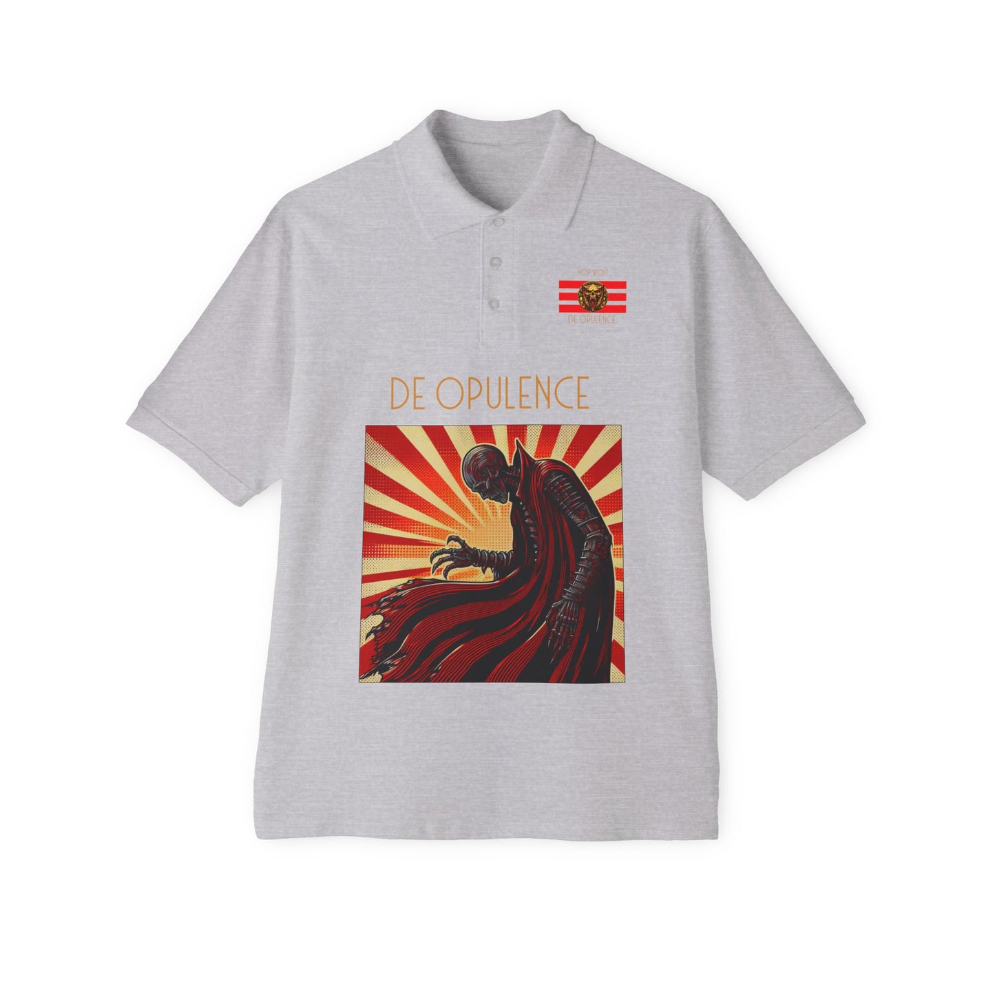 Men's Polo Shirt - Opulent Horror Noir Wolf Design with Rude Swagger Athletic Heather