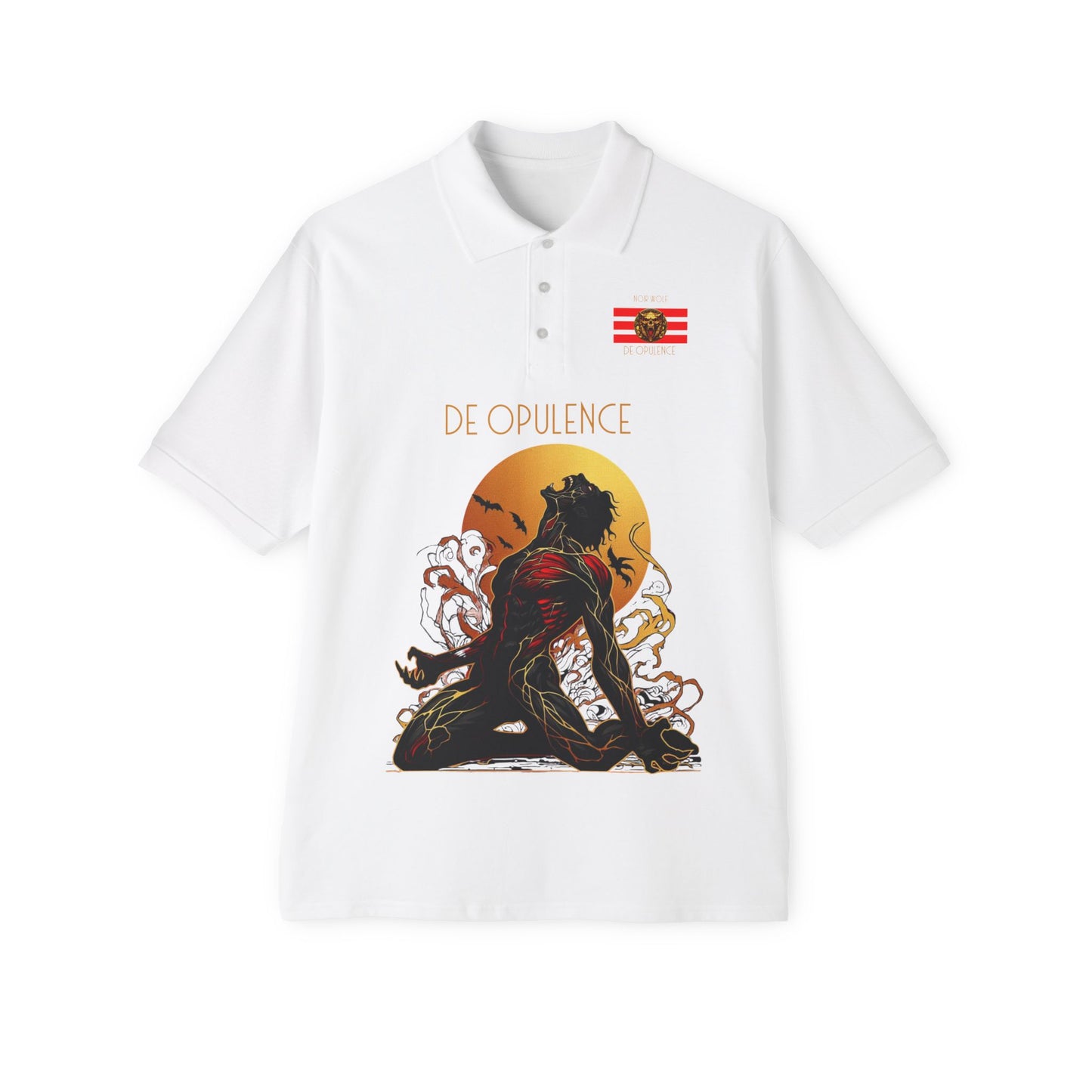 Men's Piqué Polo De Opulence by Noir Wolf White