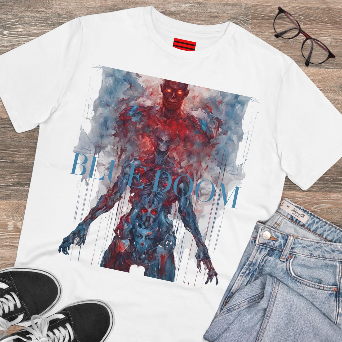Organic Creator T-shirt - Unisex Noir Wolf Blue Doom