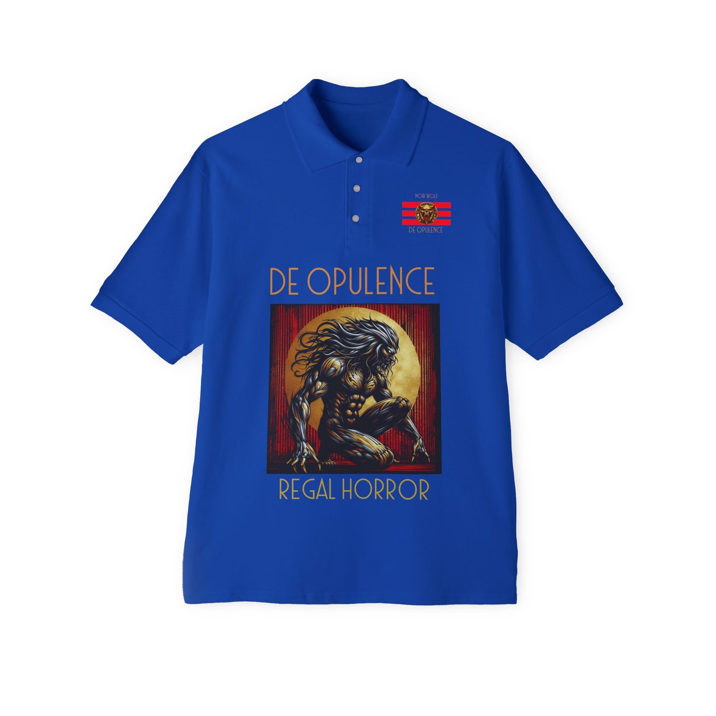Men's Piqué Polo De Opulence by Noir Wolf the style of grace Royal