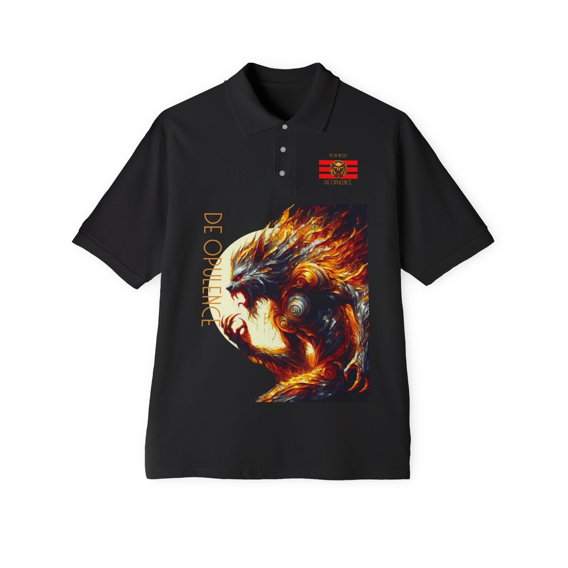 Men's Piqué Polo De Opulence by Noir Wolf the style of grace Black