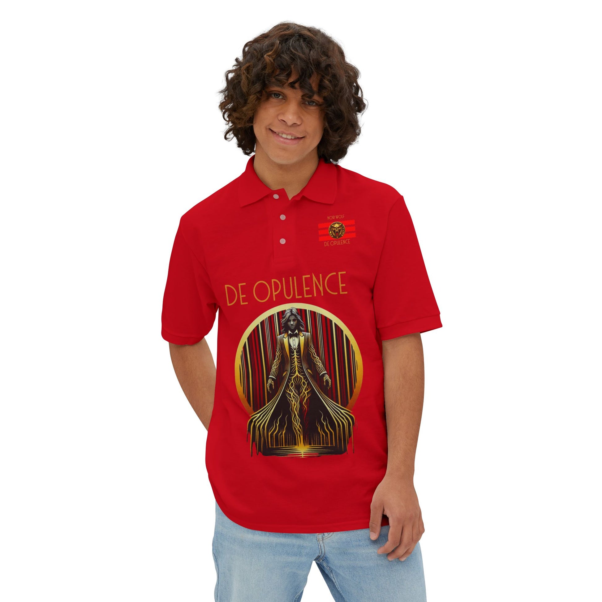 Men's Piqué Polo De Opulence by Noir Wolf the style of grace