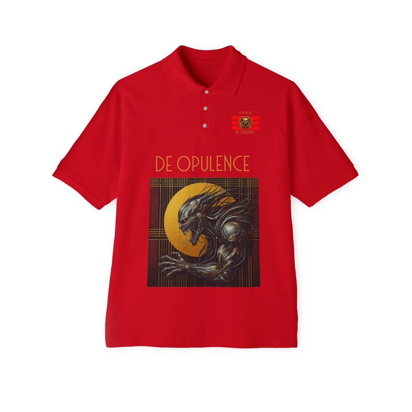 Men's Piqué Polo De Opulence by Noir Wolf True Red