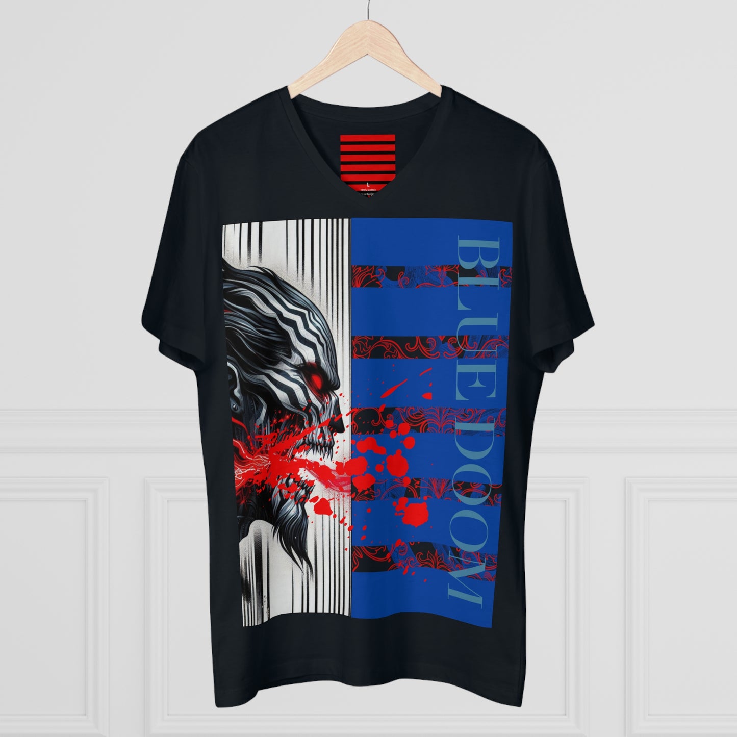 Men’s Presenter V-neck Blue Doom by Noir Wolf