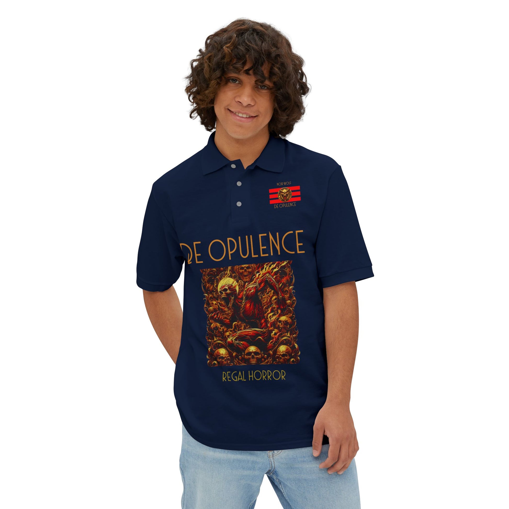 Men's Piqué Polo De Opulence by Noir Wolf the style of grace