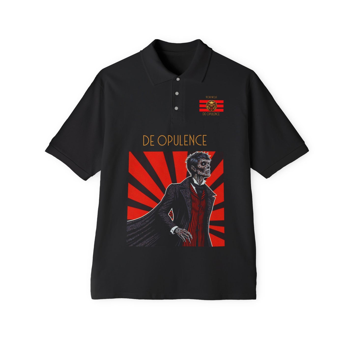 Men's Piqué Polo De Opulence by Noir wolf Black