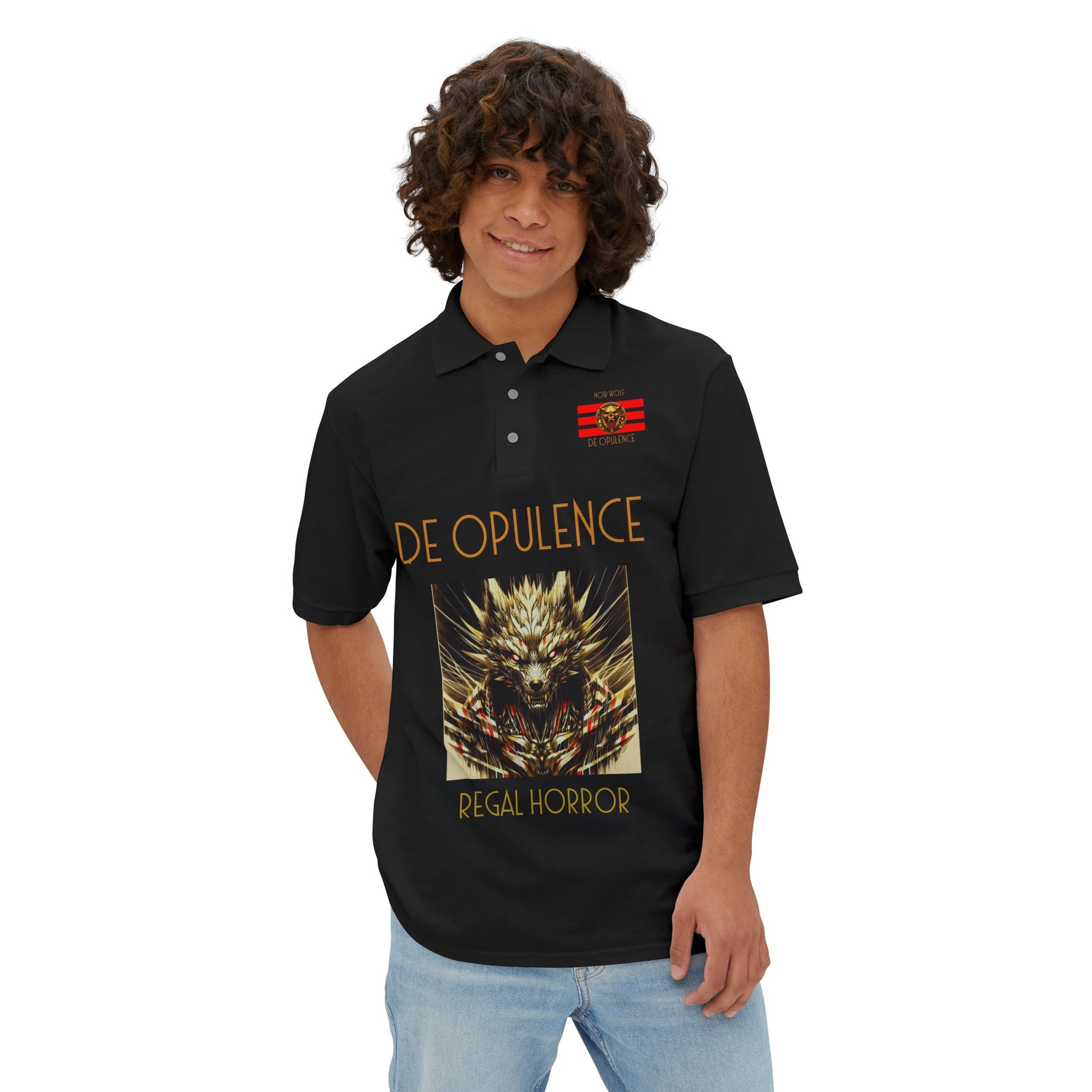 Men's Piqué Polo De Opulence by Noir Wolf the style of grace