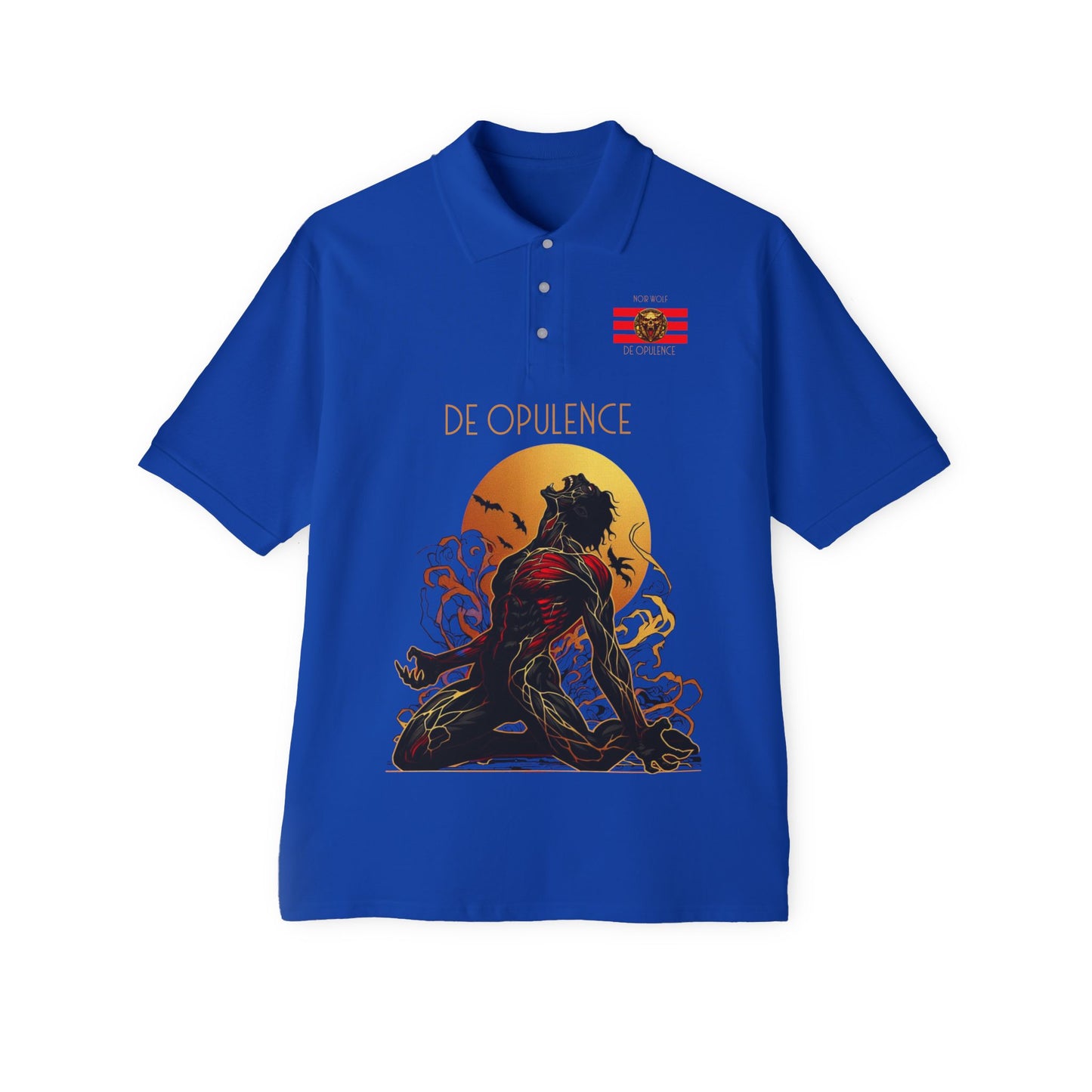 Men's Piqué Polo De Opulence by Noir Wolf Royal