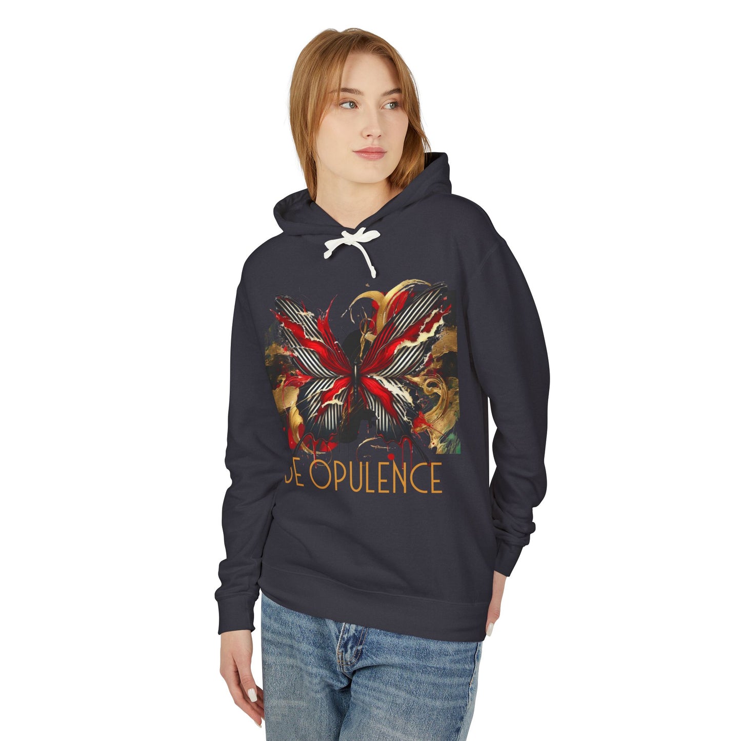 Stylish Unisex Lightweight Hooded Sweatshirt with Butterfly and Noir Wolf Design | Perfect for Everyday Wardrobe and Special Occasions