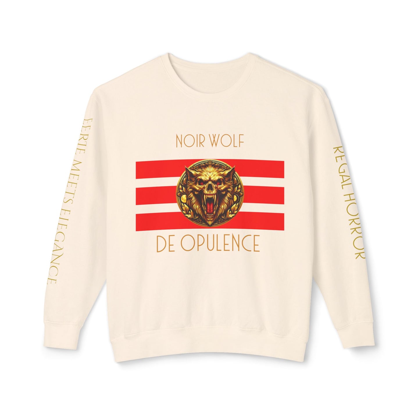 Unisex Lightweight Crewneck Sweatshirt De Opulence by Noir Wolf Ivory