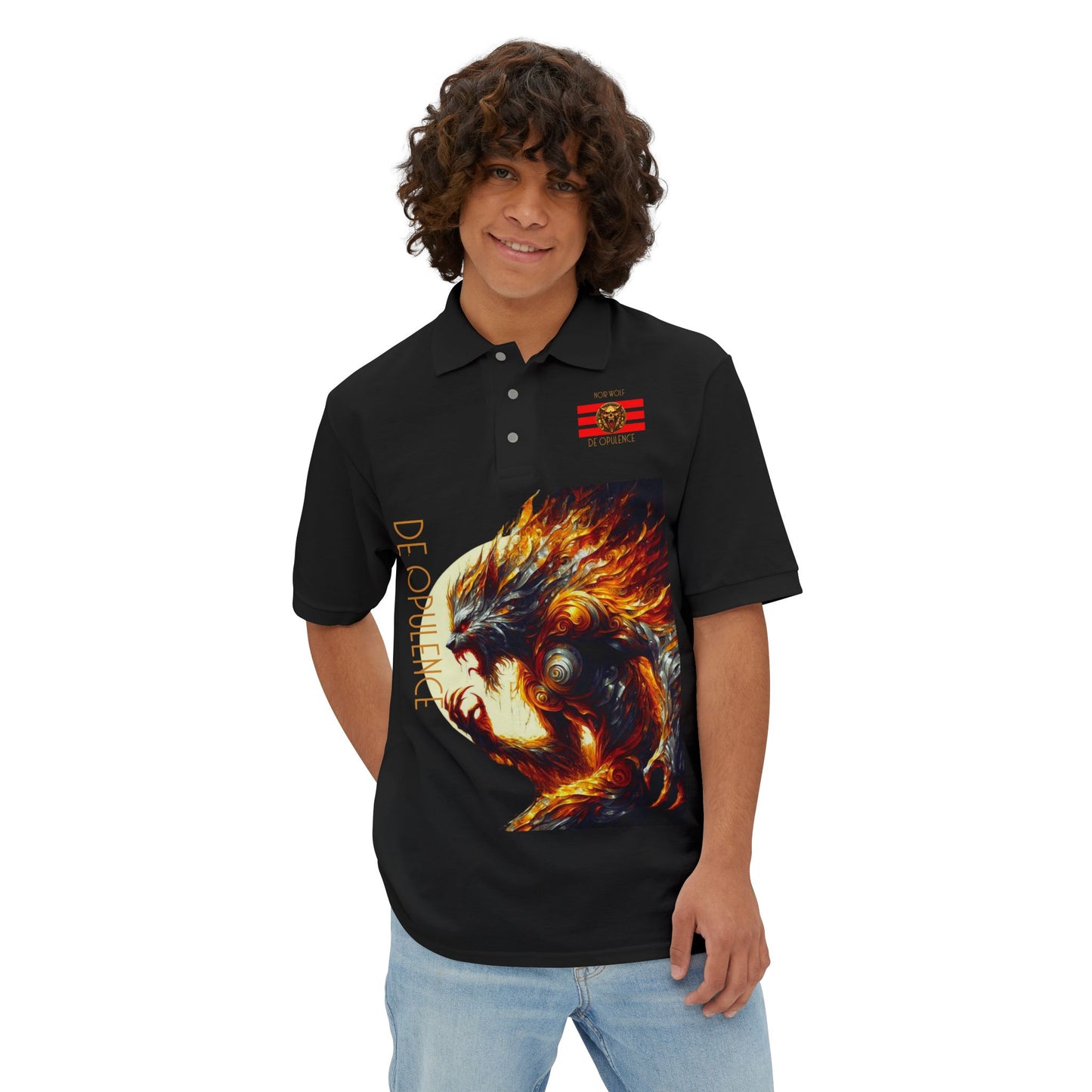 Men's Piqué Polo De Opulence by Noir Wolf the style of grace