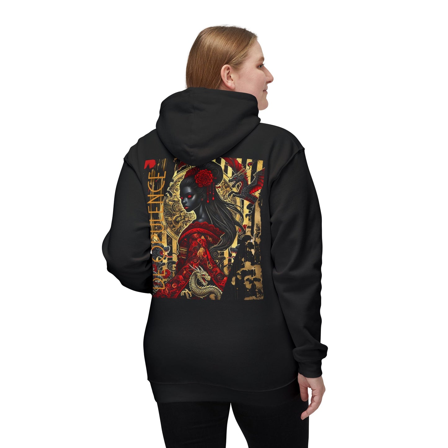 Unisex Hooded Sweatshirt, Made in US Noir Wolf De Opulence