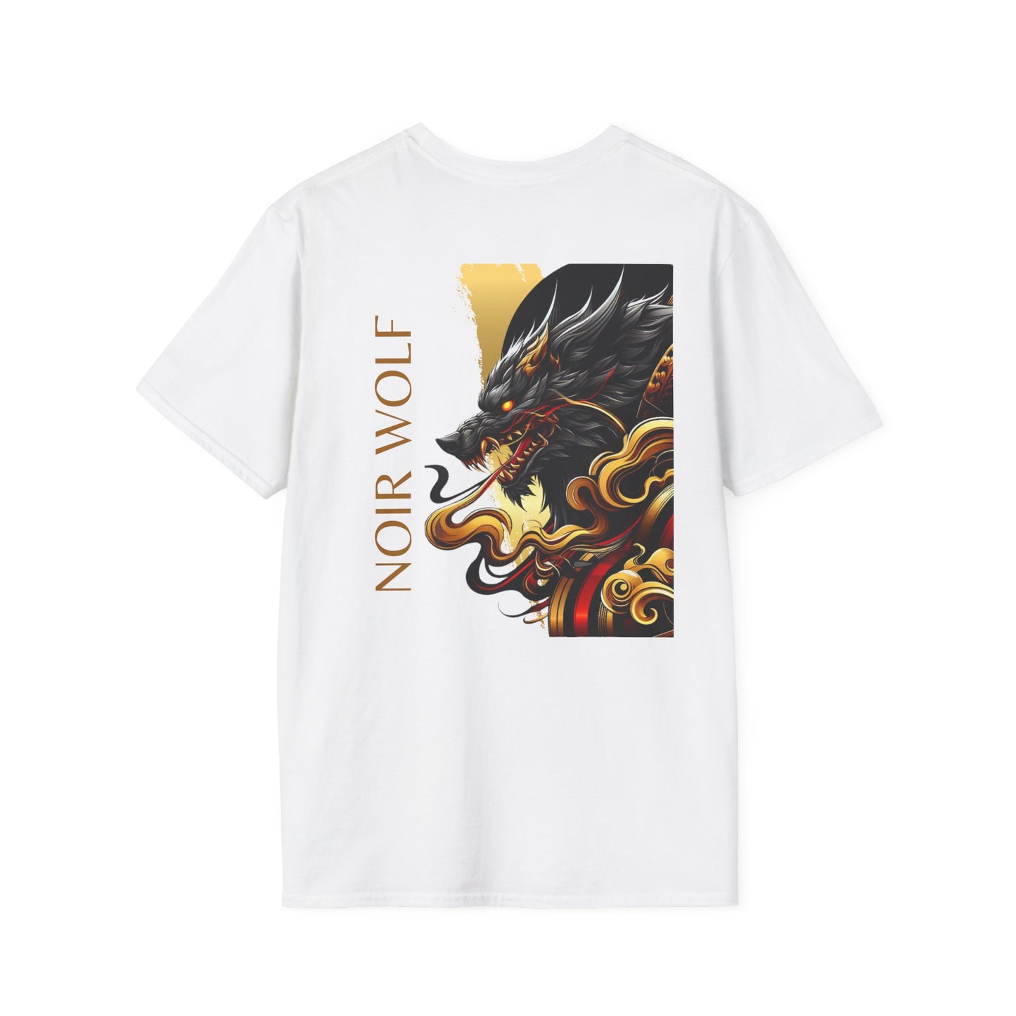 Samurai & Wolf Graphic Tee, Unisex Softstyle T-Shirt for Anime Lovers, Gift for Him/Her, Casual Streetwear, Unique Art T-Shirt