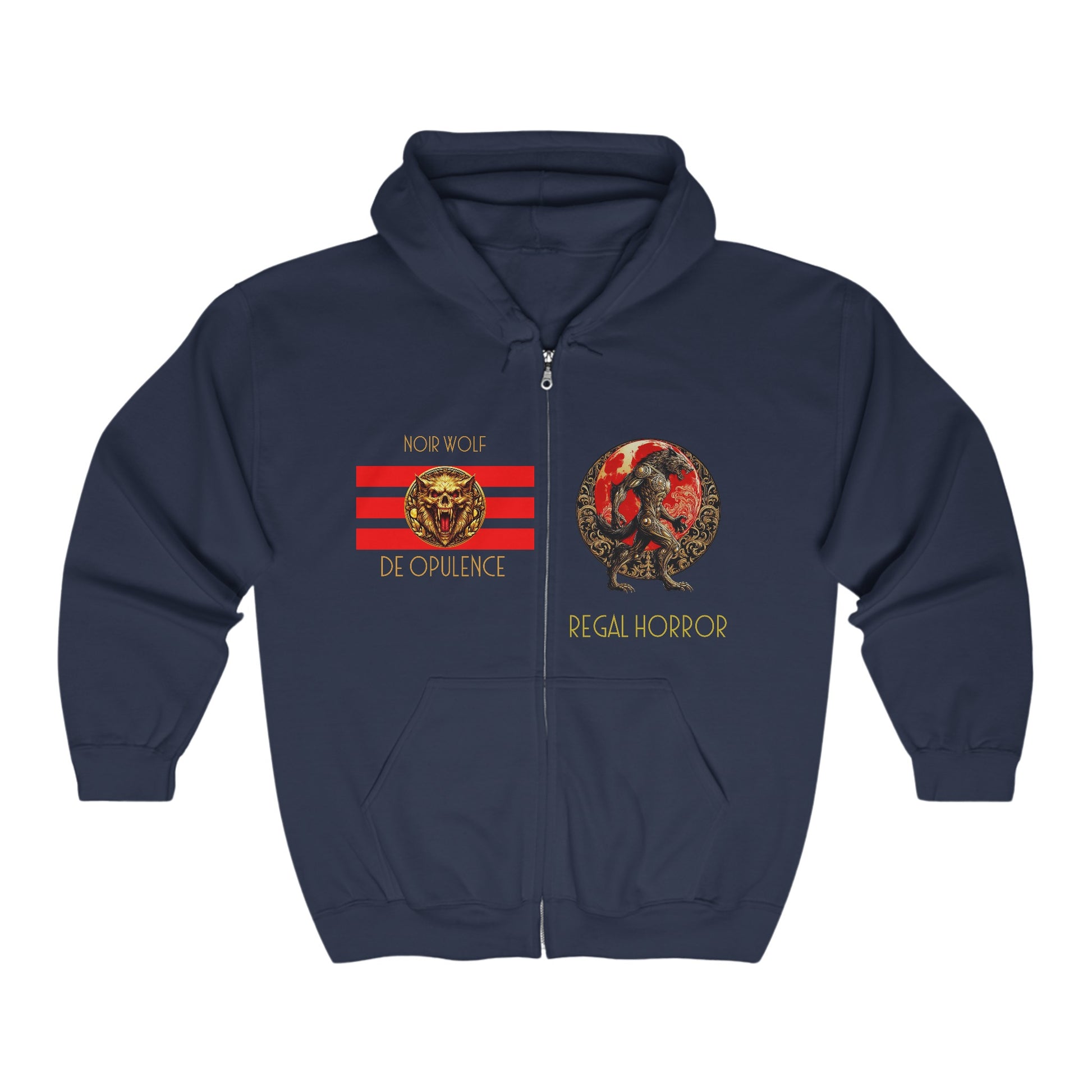 Unisex Heavy Blend™ Full Zip Hooded Sweatshirt De Opulence by Noir Wolf the style of grace Navy