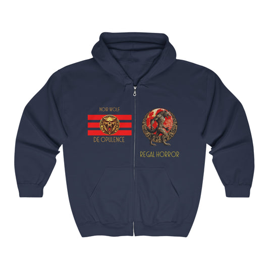 Unisex Heavy Blend™ Full Zip Hooded Sweatshirt De Opulence by Noir Wolf the style of grace Navy