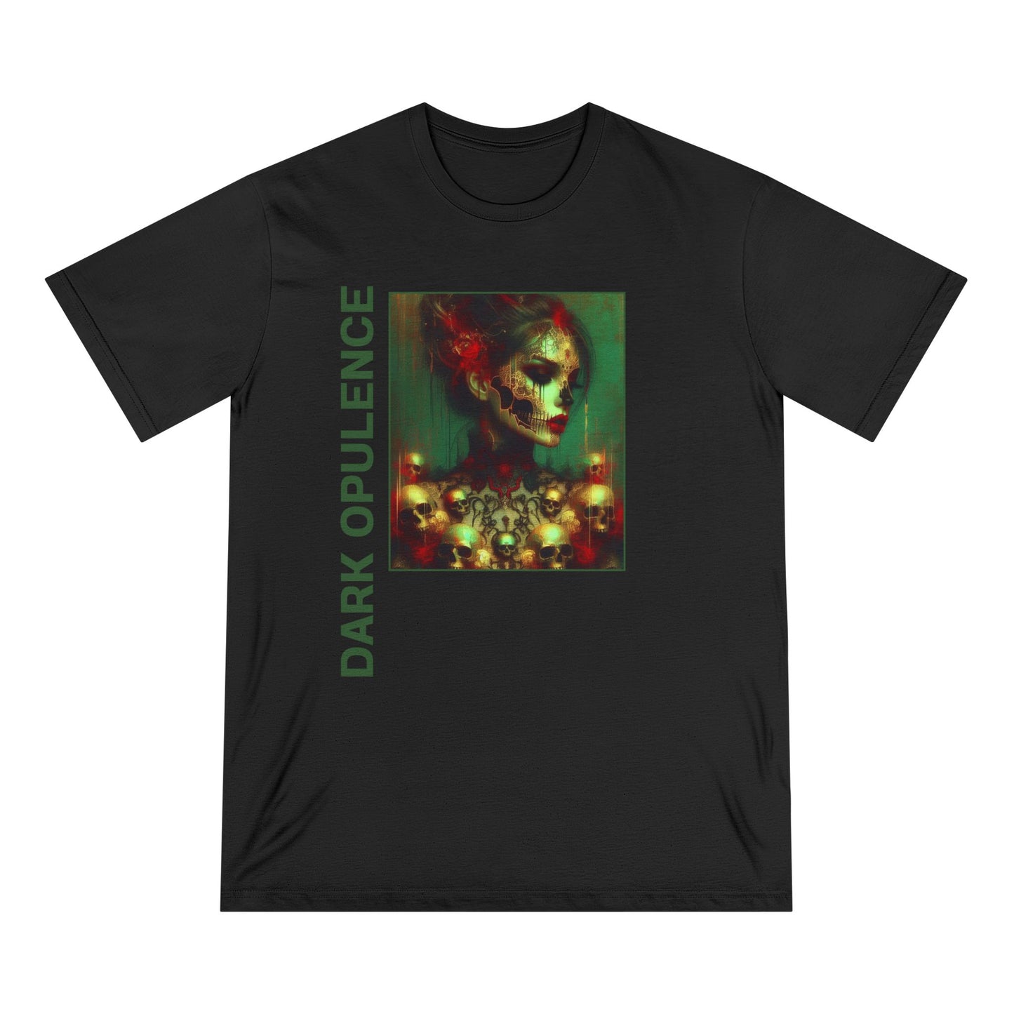 Dark Opulence Organic T-Shirt - Elegant Skull & Butterfly Design