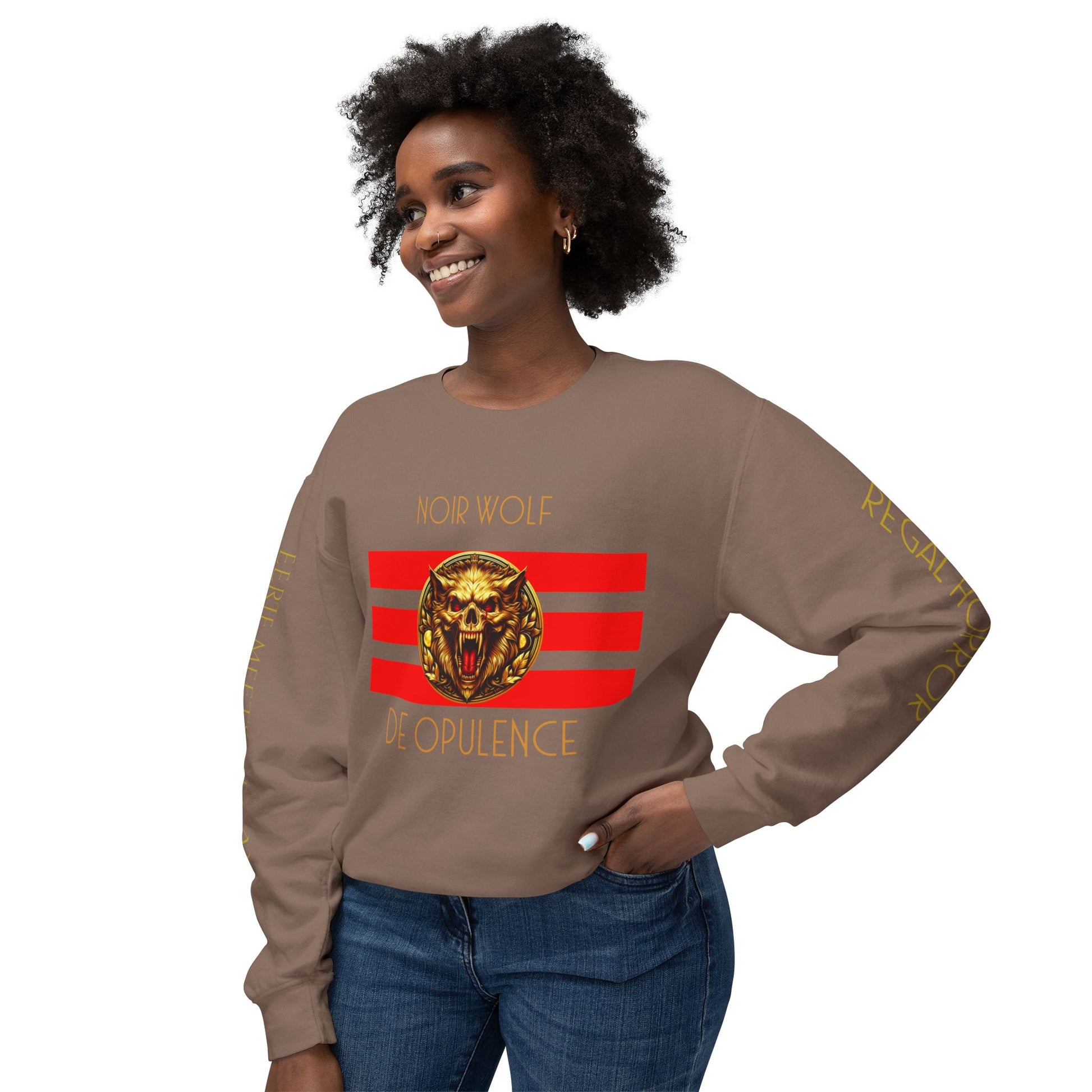 Unisex Lightweight Crewneck Sweatshirt De Opulence by Noir Wolf